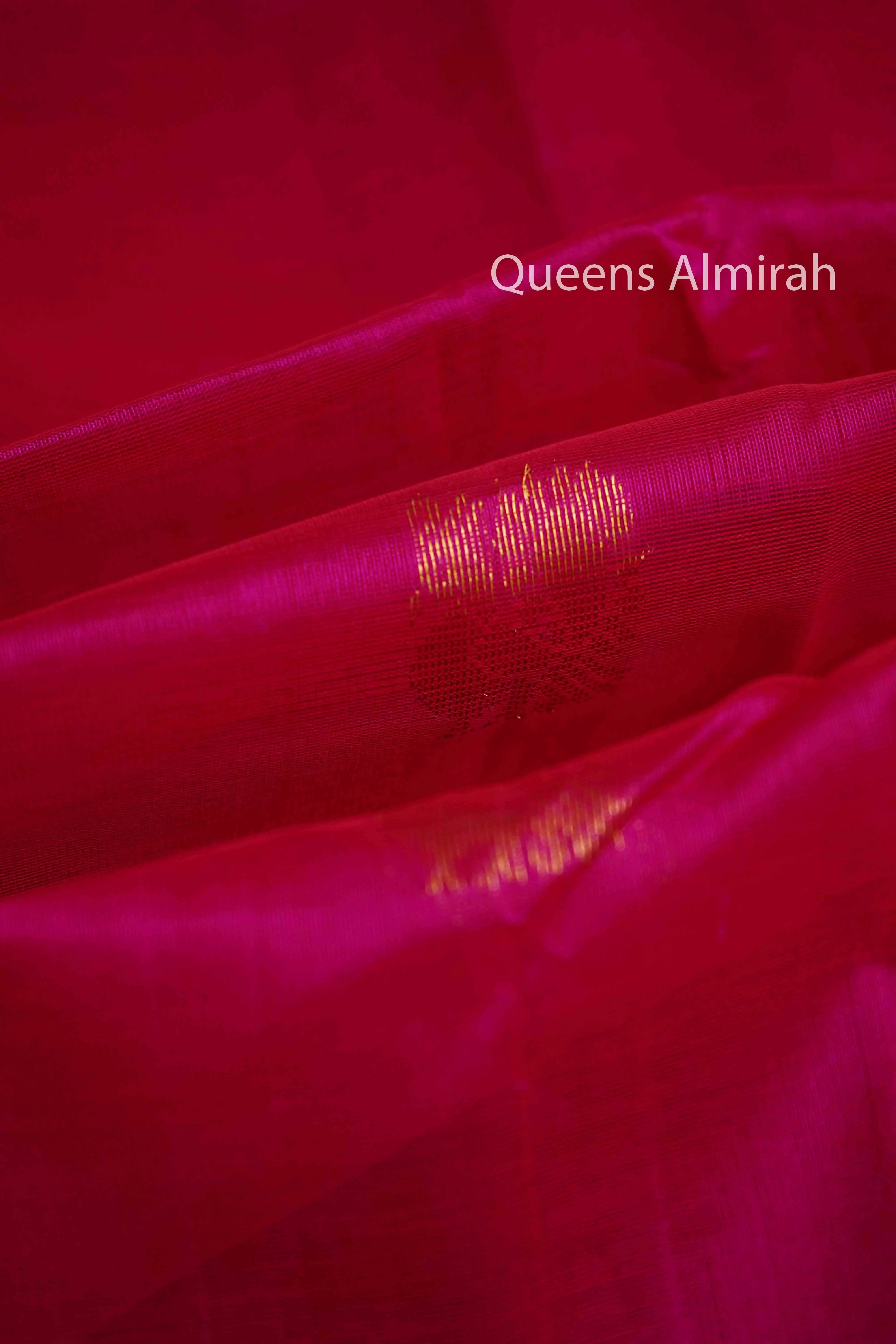PURE KANCHI SILK COTTON - MAGENTA WITH PERSIAN INDIGO - Queens Jewel Emporium