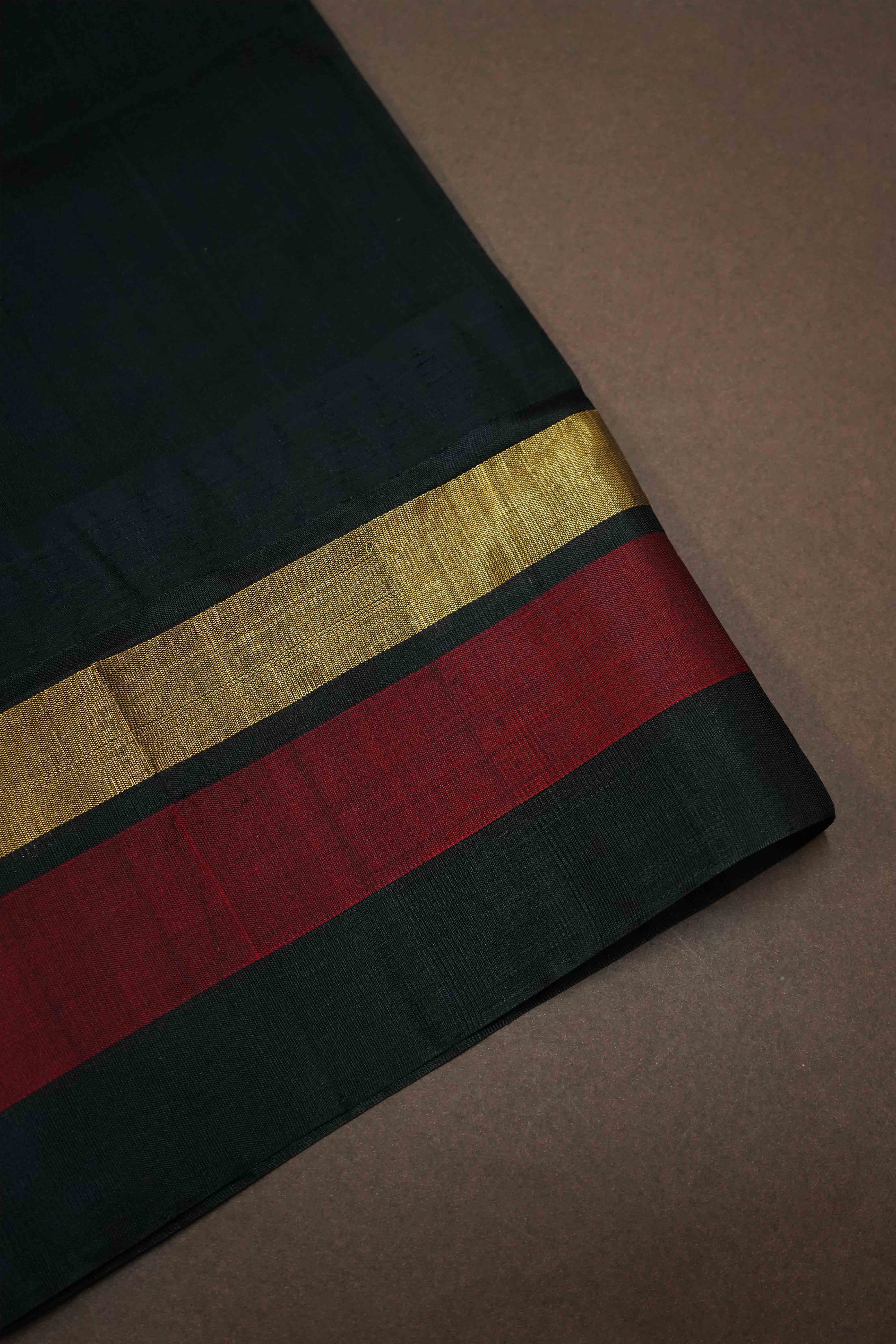 PURE KANCHI SILK COTTON - PALE ROSE WITH BLACK - Queens Jewel Emporium
