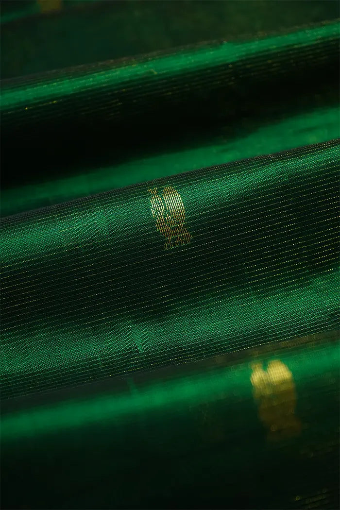 PURE KANCHI SILK COTTON - PINE GREEN WITH BOYSENBERRY - Queens Jewel Emporium