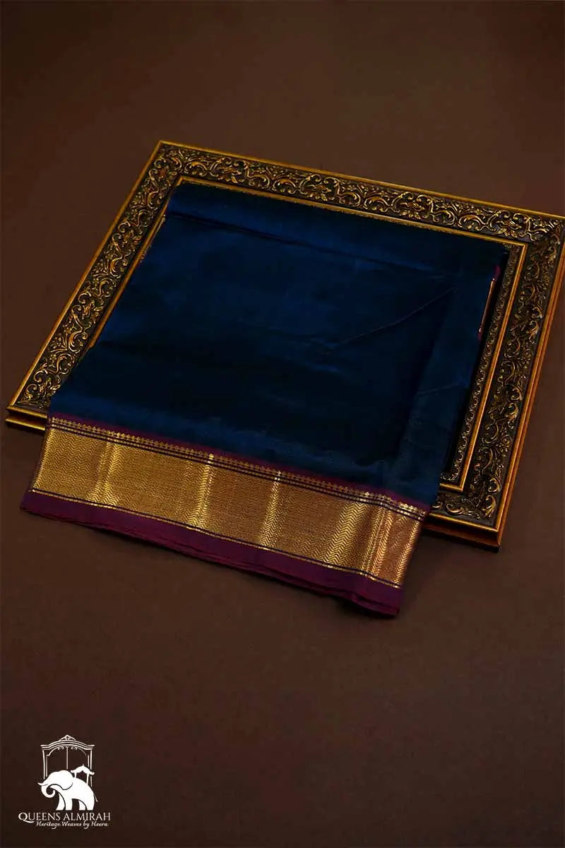 PURE KANCHI SILK COTTON - RASPBERRY PINK WITH ROYAL  BLUE - Queens Jewel Emporium