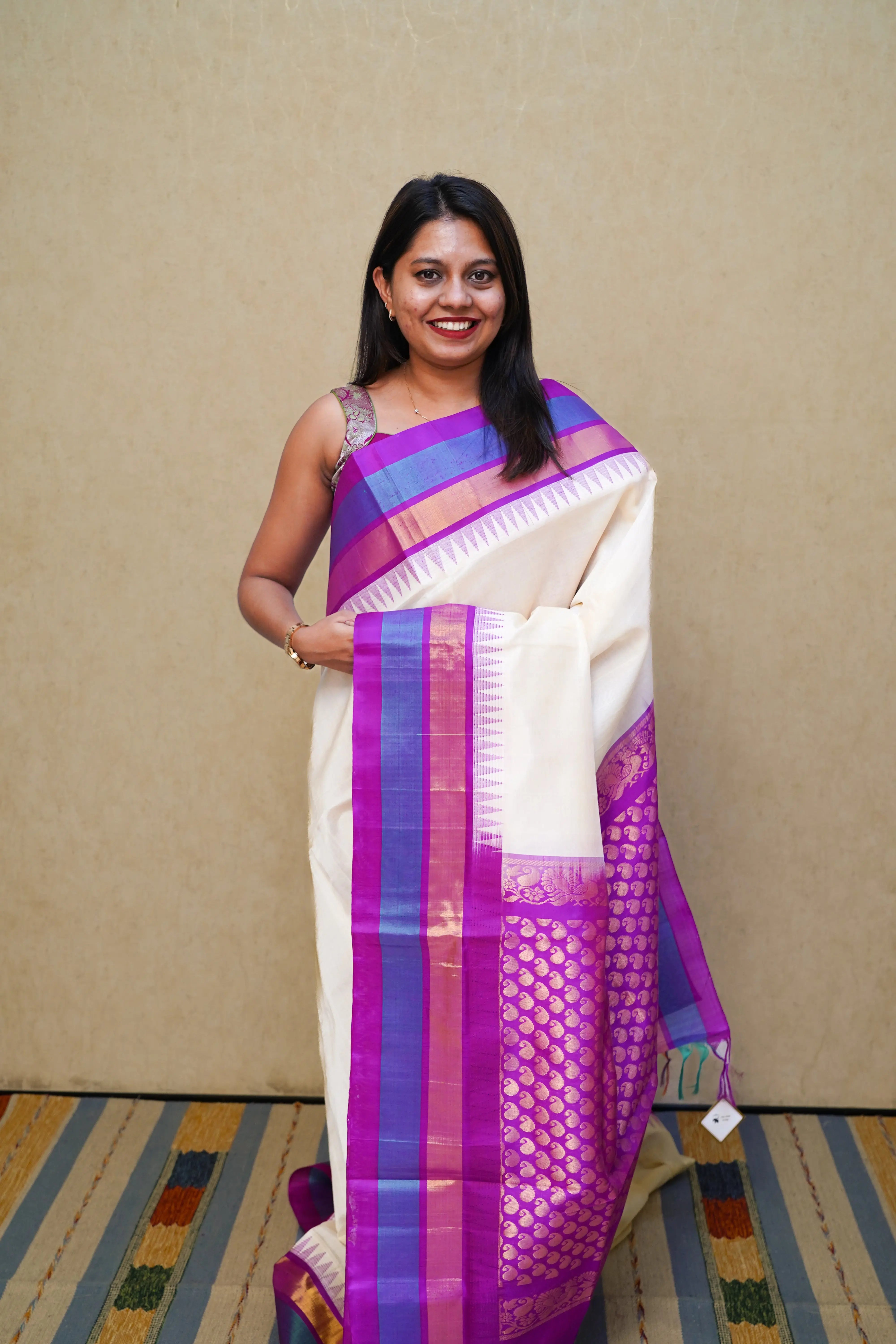 PURE KANCHI SILK COTTON- TARO WITH PURPLE JAM - Queens Jewel Emporium