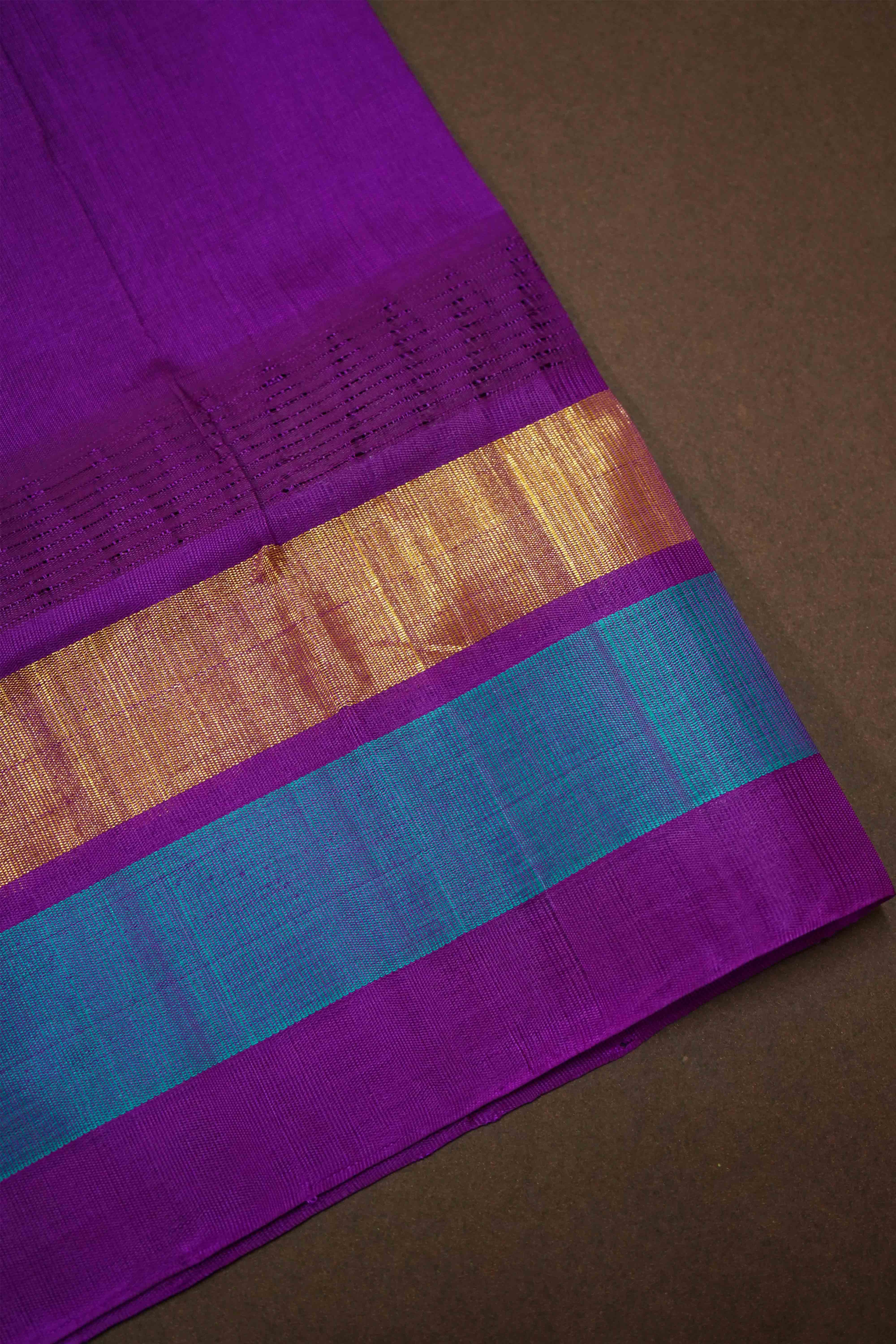 PURE KANCHI SILK COTTON- TARO WITH PURPLE JAM - Queens Jewel Emporium