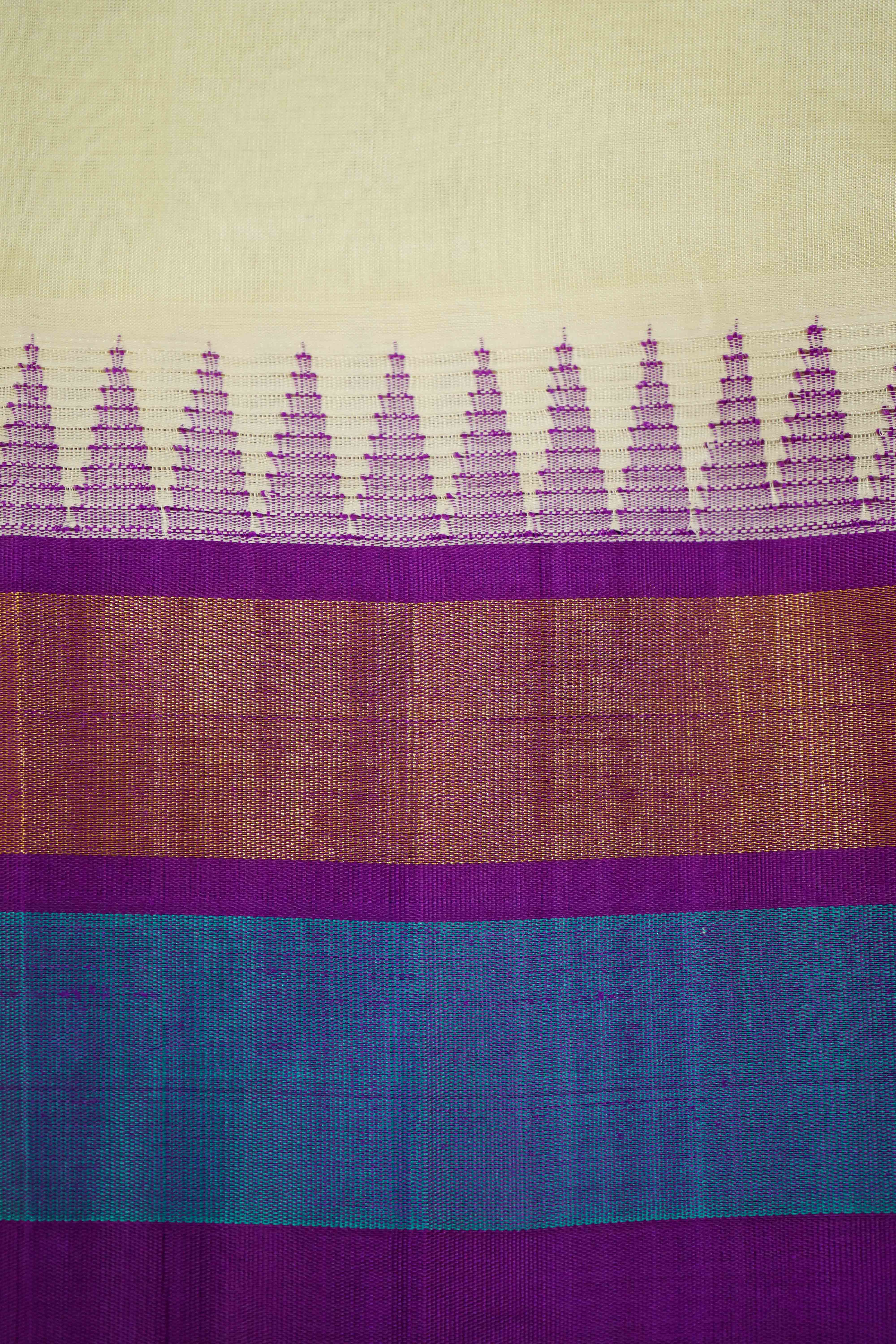 PURE KANCHI SILK COTTON- TARO WITH PURPLE JAM - Queens Jewel Emporium