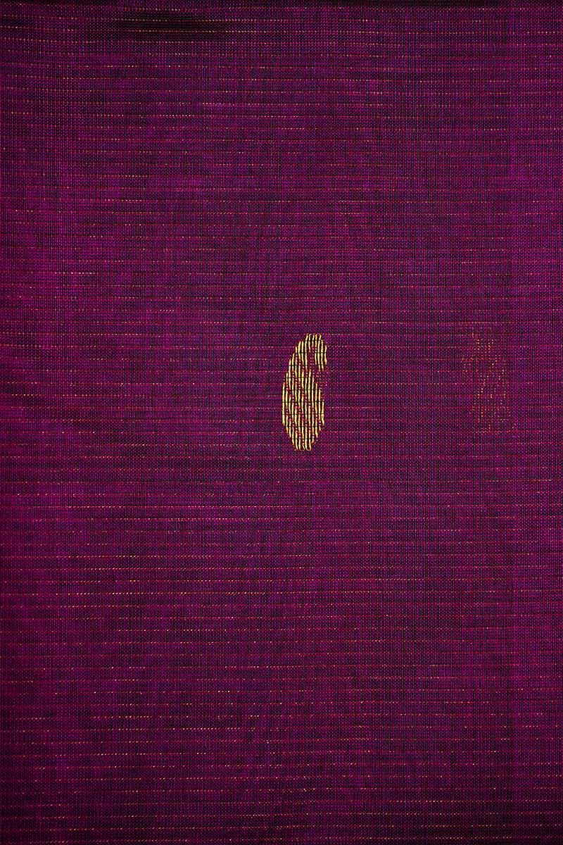 PURE KANCHI SILK COTTON  - VAIRA OOSI DEEP PURPLE SELF BORDER - Queens Jewel Emporium