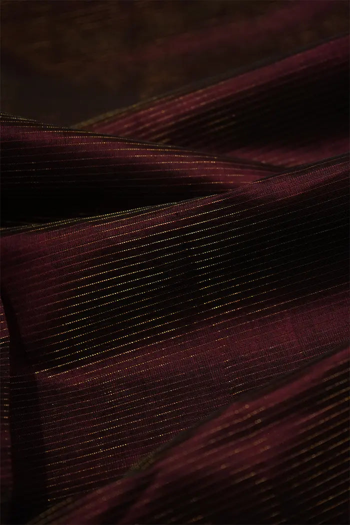 PURE KANCHI SILK COTTON - WINE BERRY WITH WATER BLUE - Queens Jewel Emporium
