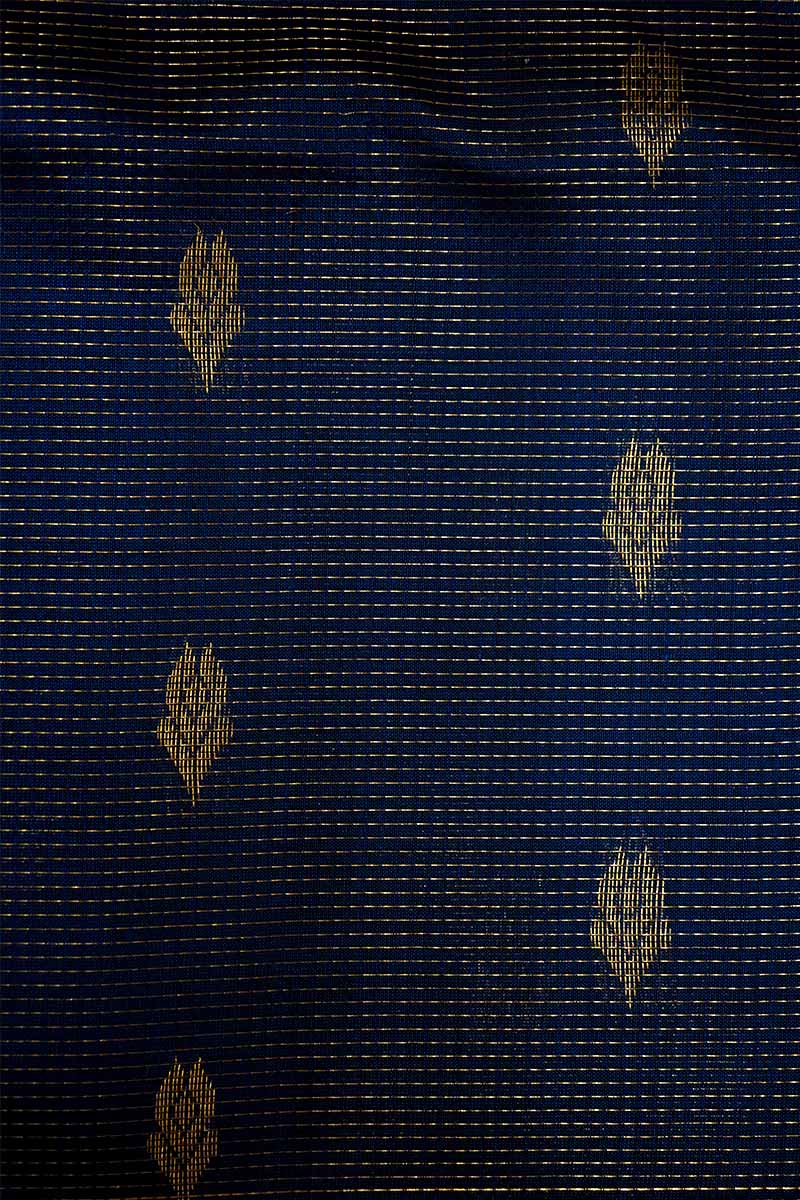PURE SILK COTTON - NAVY BLUE WITH RED VAIRA OOSI GRAND BORDER - Queens Jewel Emporium