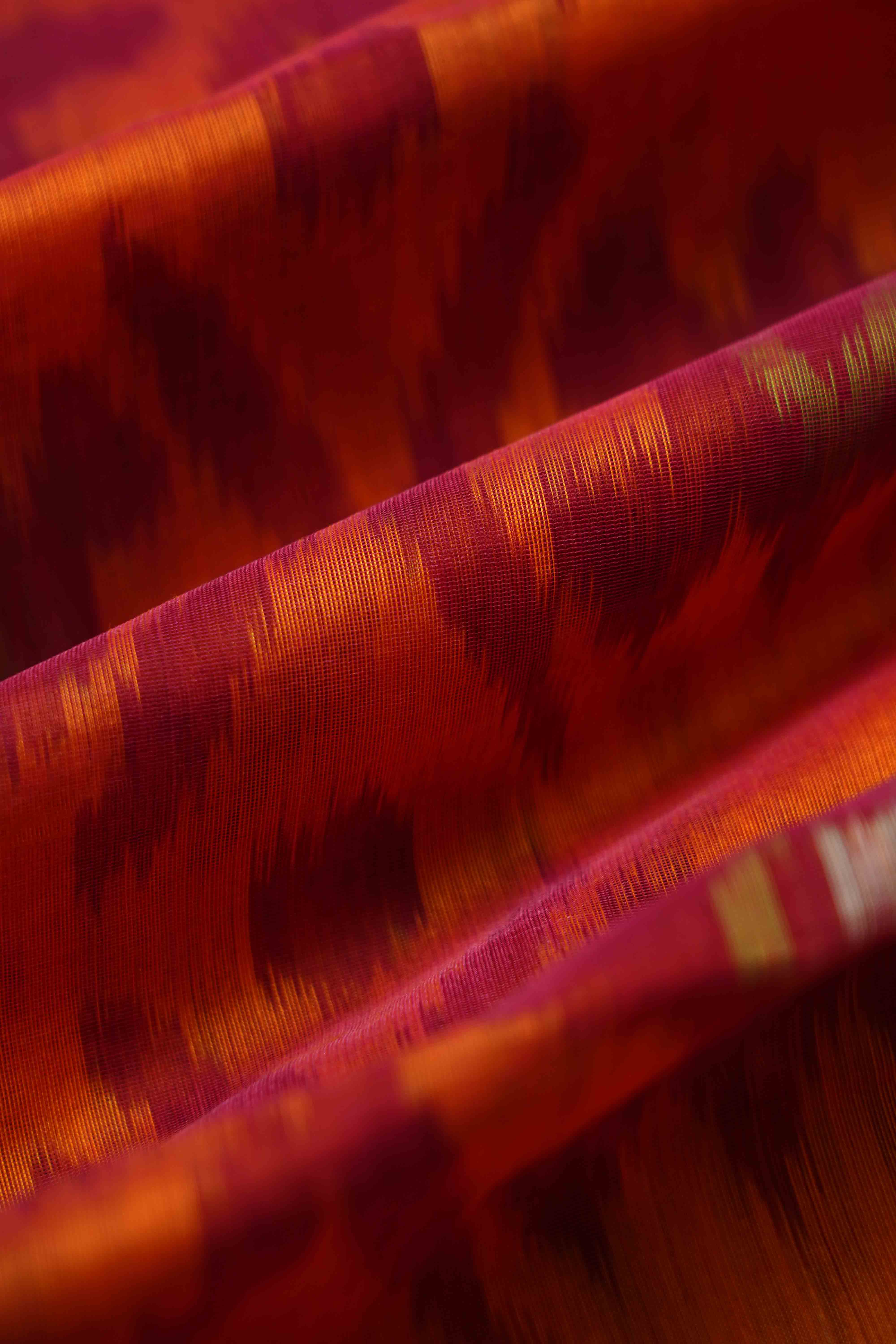 PURE SILK COTTON -PAPAYA WITH RASPBERRY - Queens Jewel Emporium