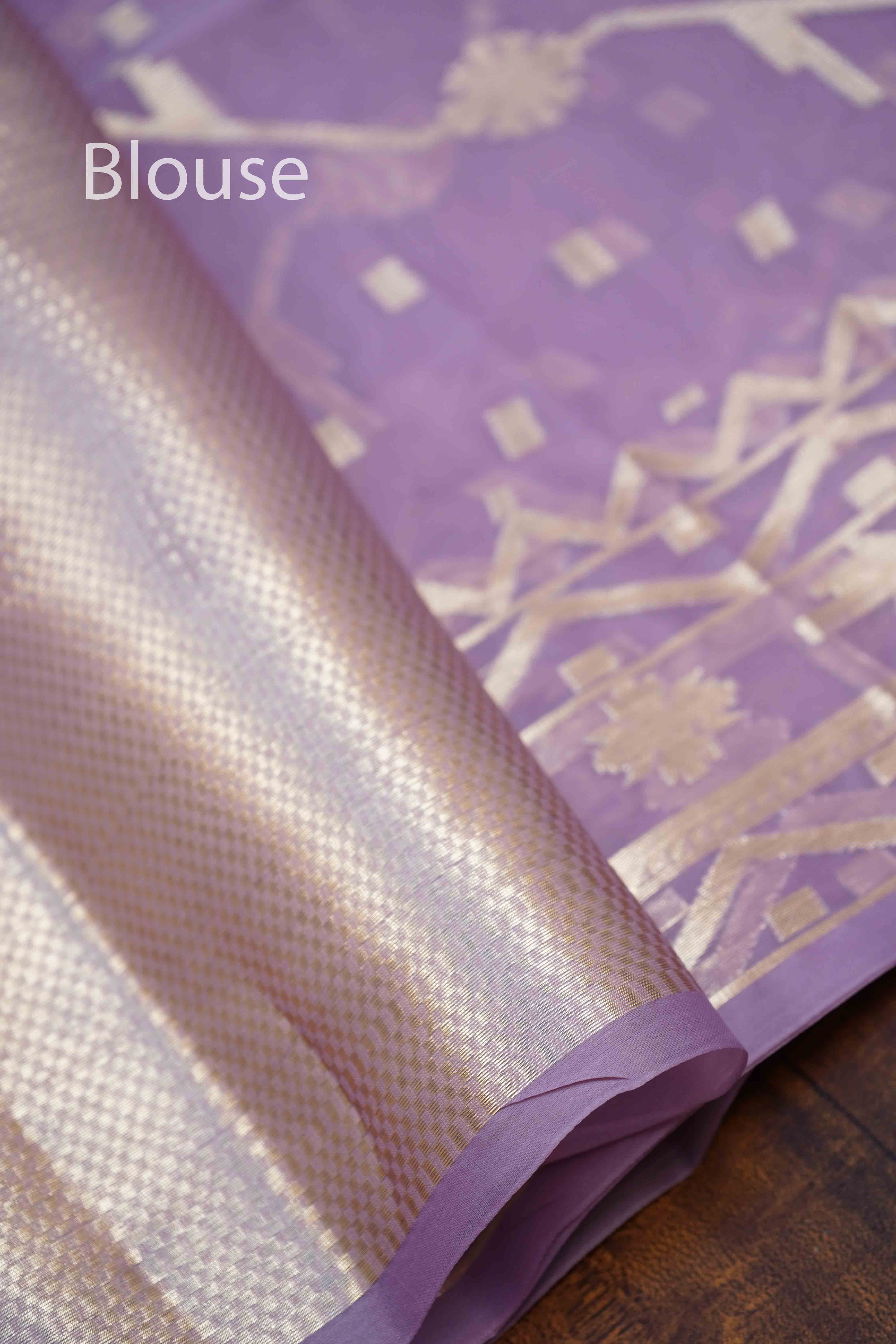 PURPLE GREY MUSLIN JAMDANI SAREE - Queens Jewel Emporium