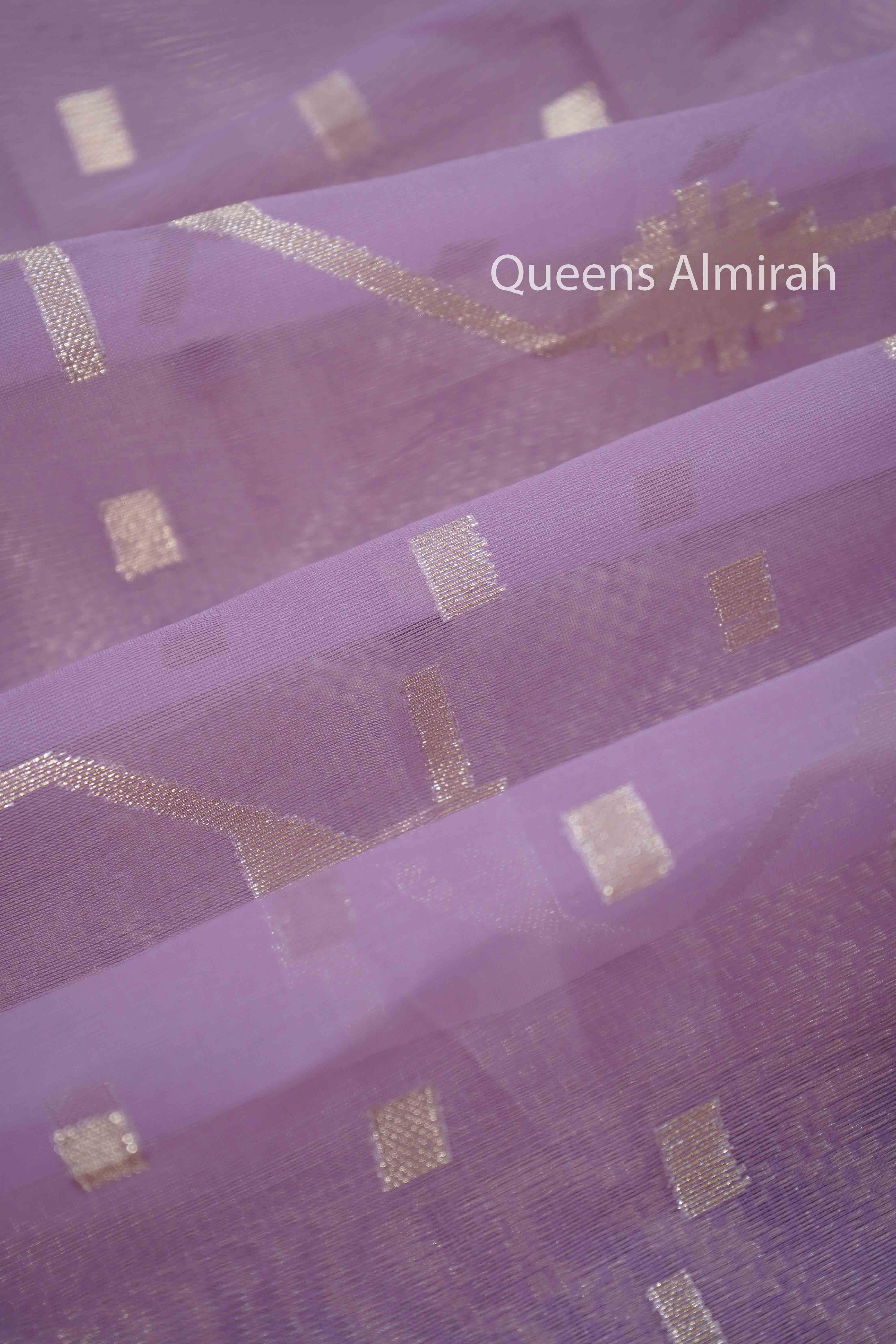 PURPLE GREY MUSLIN JAMDANI SAREE - Queens Jewel Emporium