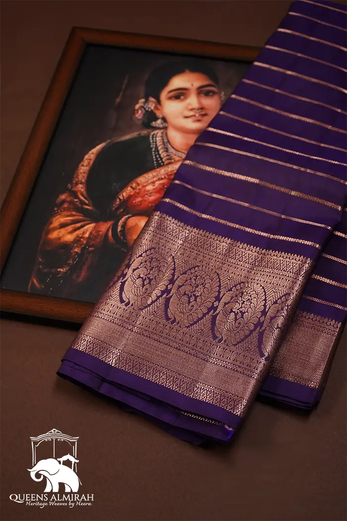 PURPLE HAZE WITH ROSE GOLD PURE KANCHIVARAM SAREE - Queens Jewel Emporium