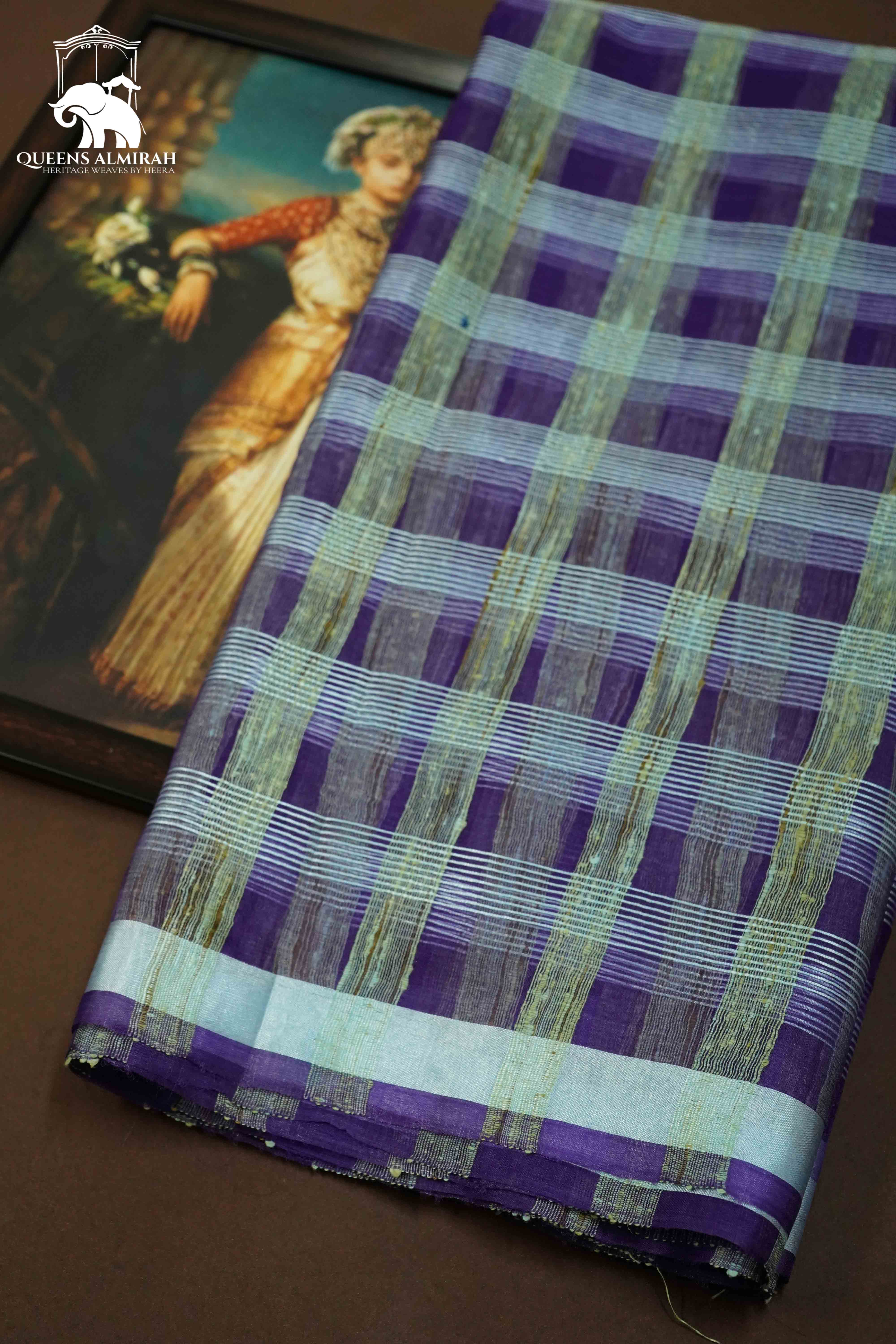 PURPLE IRIS GHICHA ORAGANZA SAREE - Queens Jewel Emporium