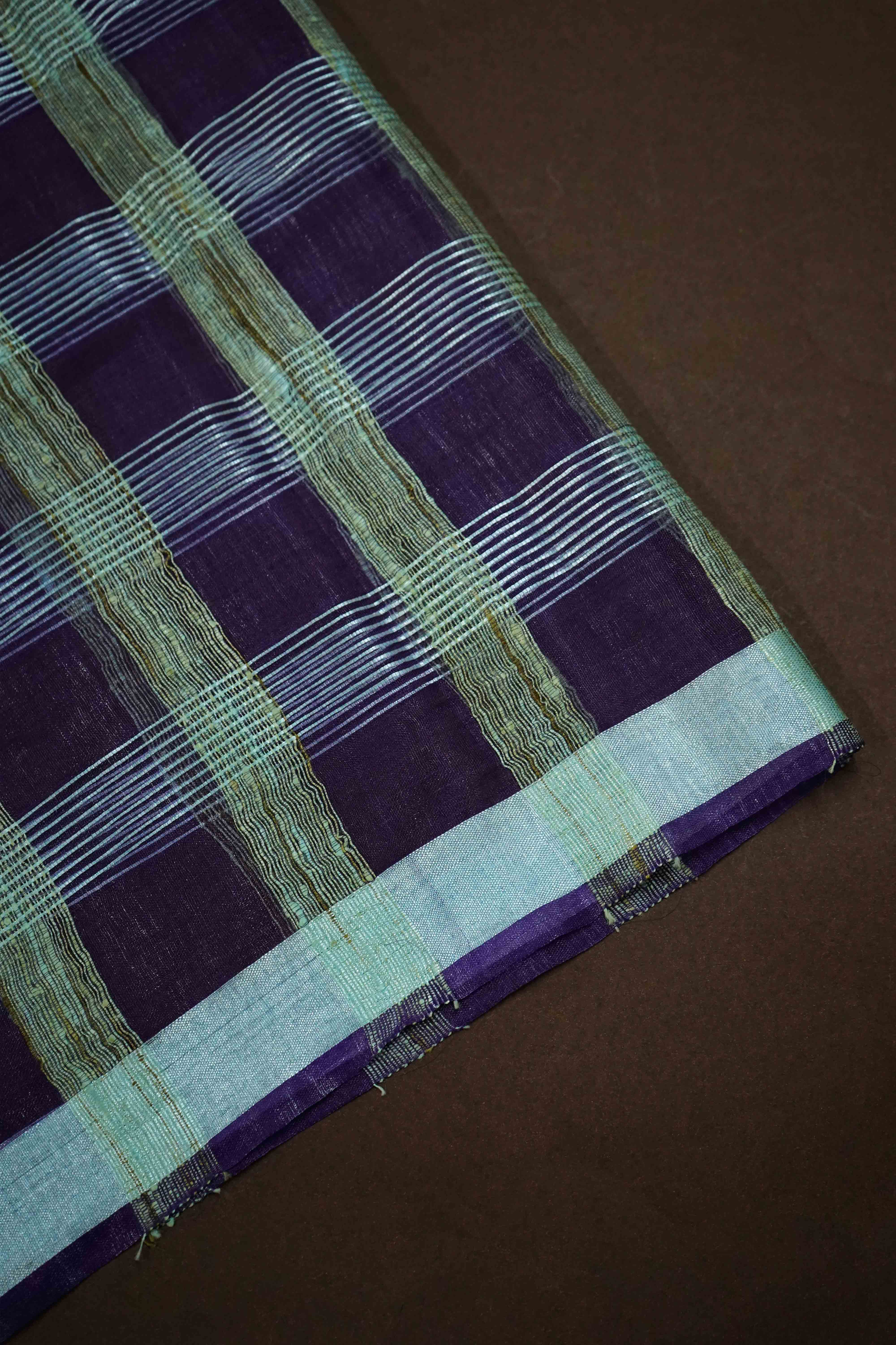 PURPLE IRIS GHICHA ORAGANZA SAREE - Queens Jewel Emporium