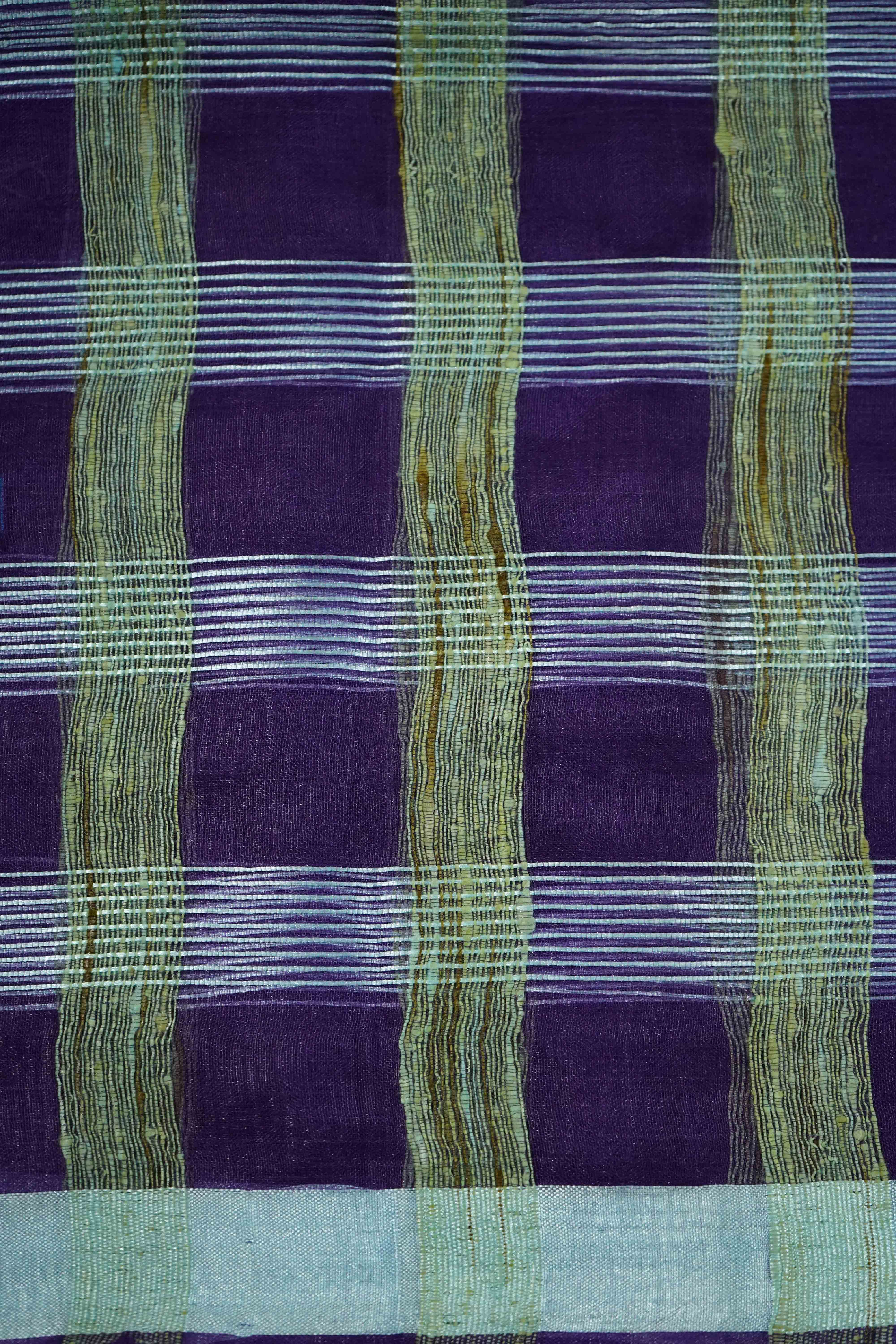 PURPLE IRIS GHICHA ORAGANZA SAREE - Queens Jewel Emporium