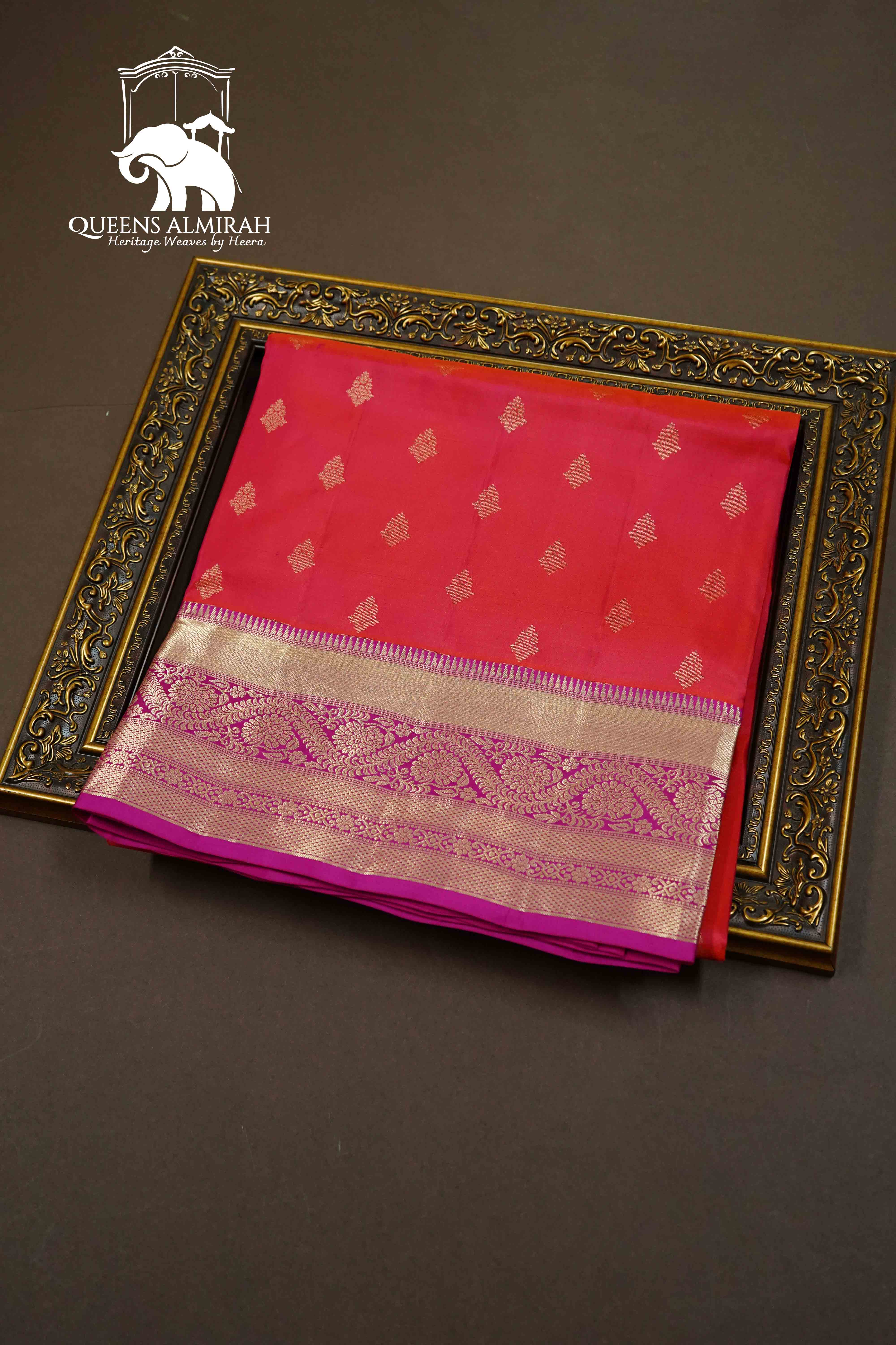 PALE CARAMINE WITH JAZZ BERRY JAM SOFT SILK SAREE - Queens Jewel Emporium