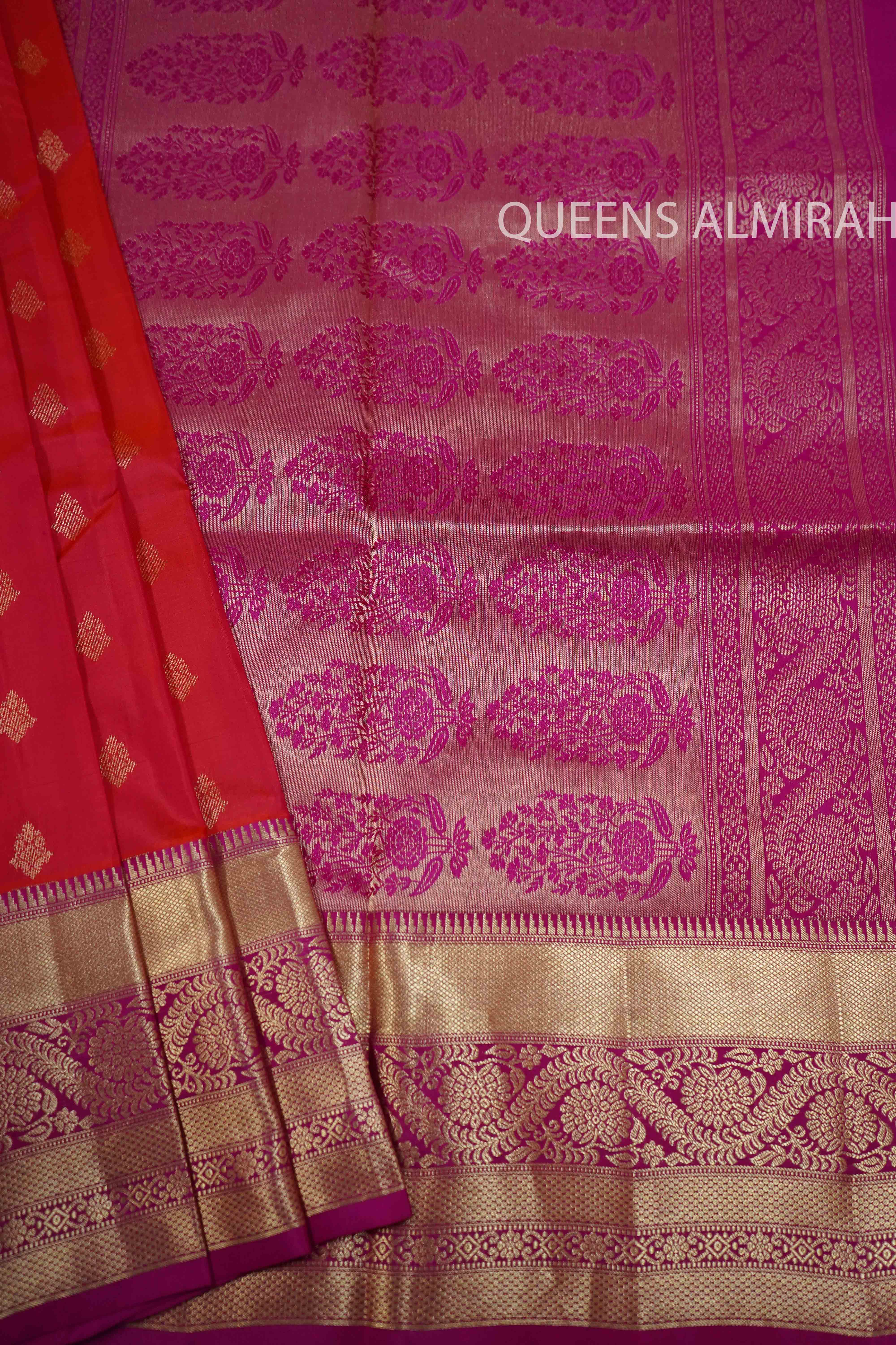 PALE CARAMINE WITH JAZZ BERRY JAM SOFT SILK SAREE - Queens Jewel Emporium