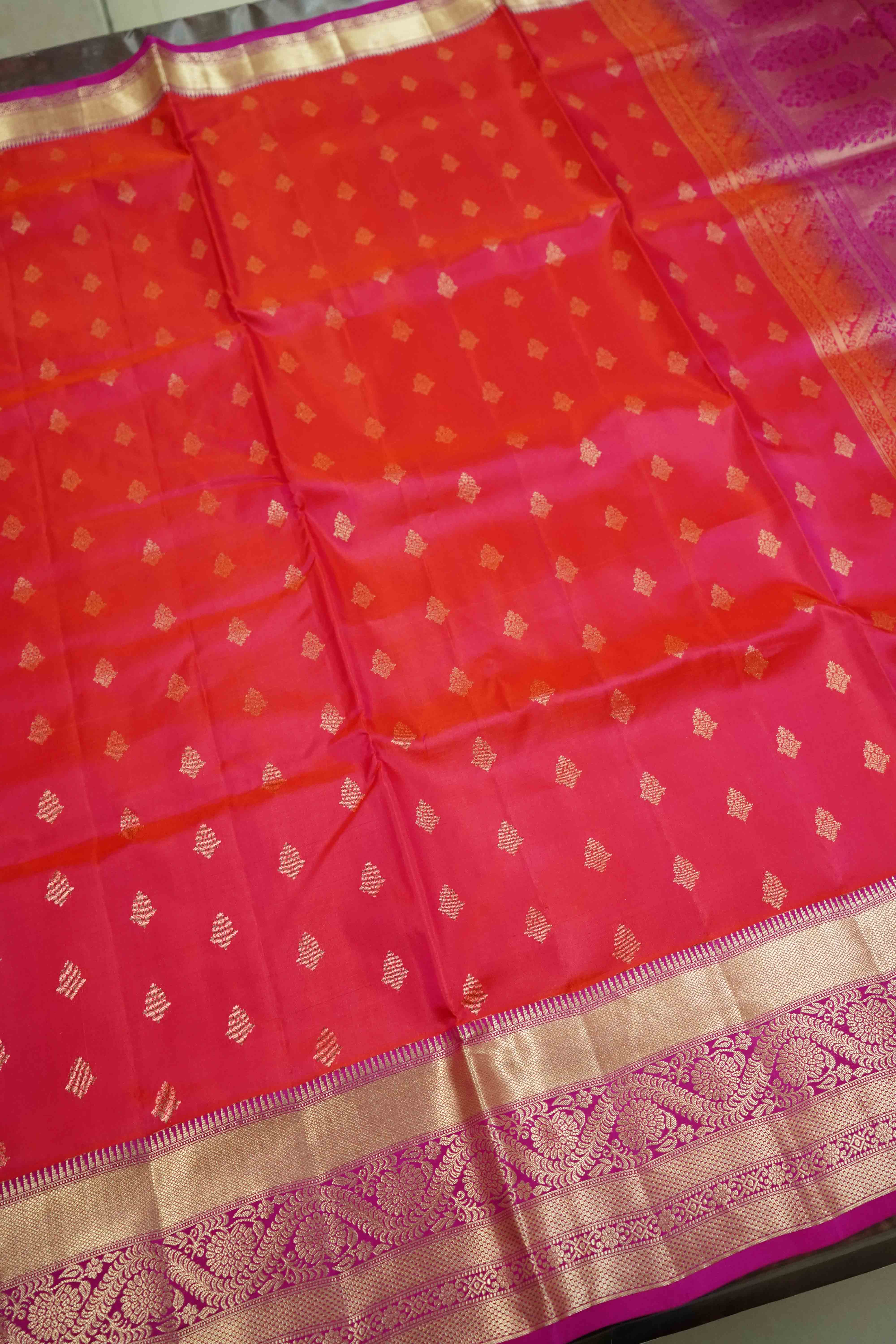 PALE CARAMINE WITH JAZZ BERRY JAM SOFT SILK SAREE - Queens Jewel Emporium