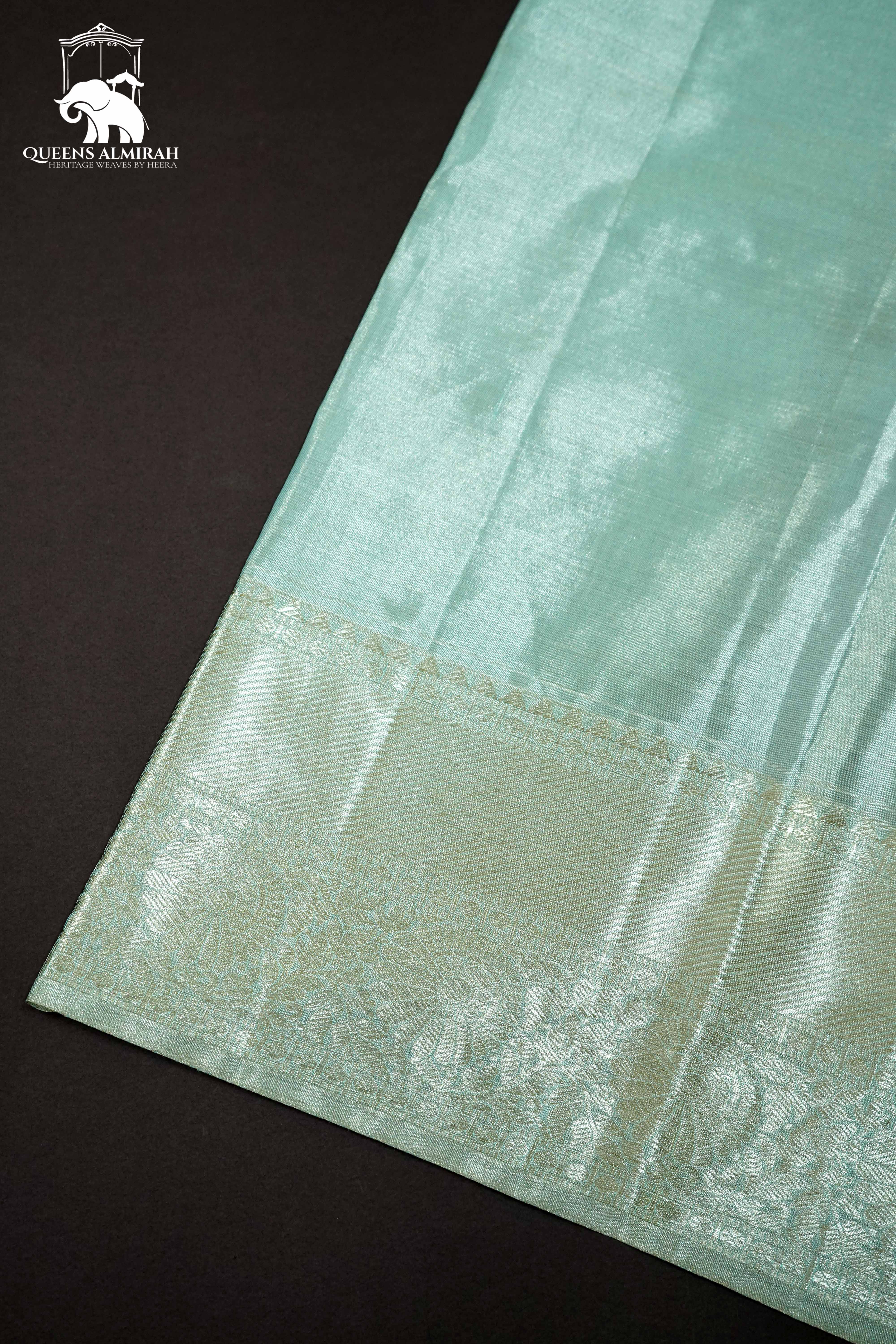 PASTEL GREEN WITH WOVEN BORDER KANCHIVARAM SILK SAREE - Queens Jewel Emporium