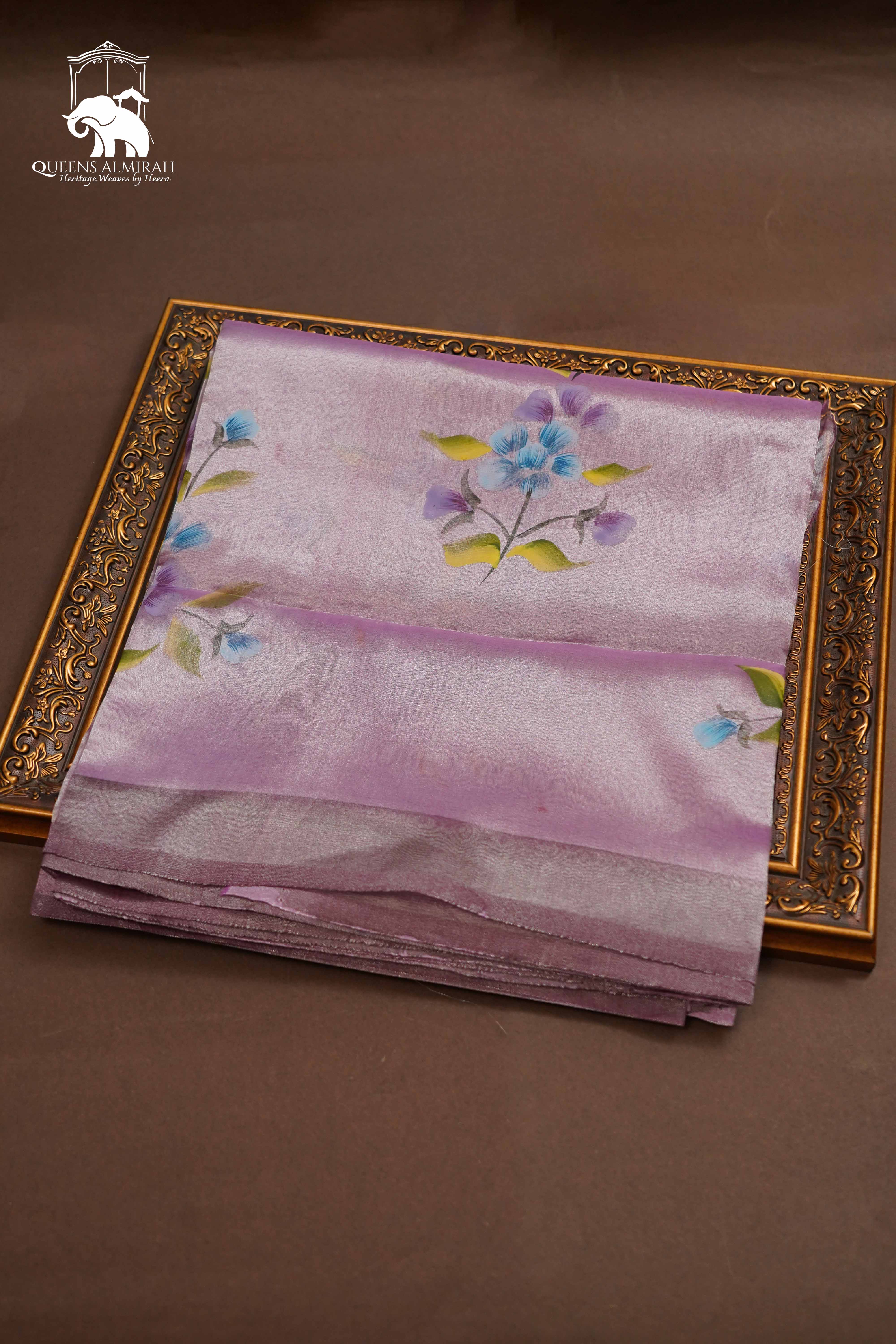 Pastel Purple Silk Organza saree - Queens Jewel Emporium