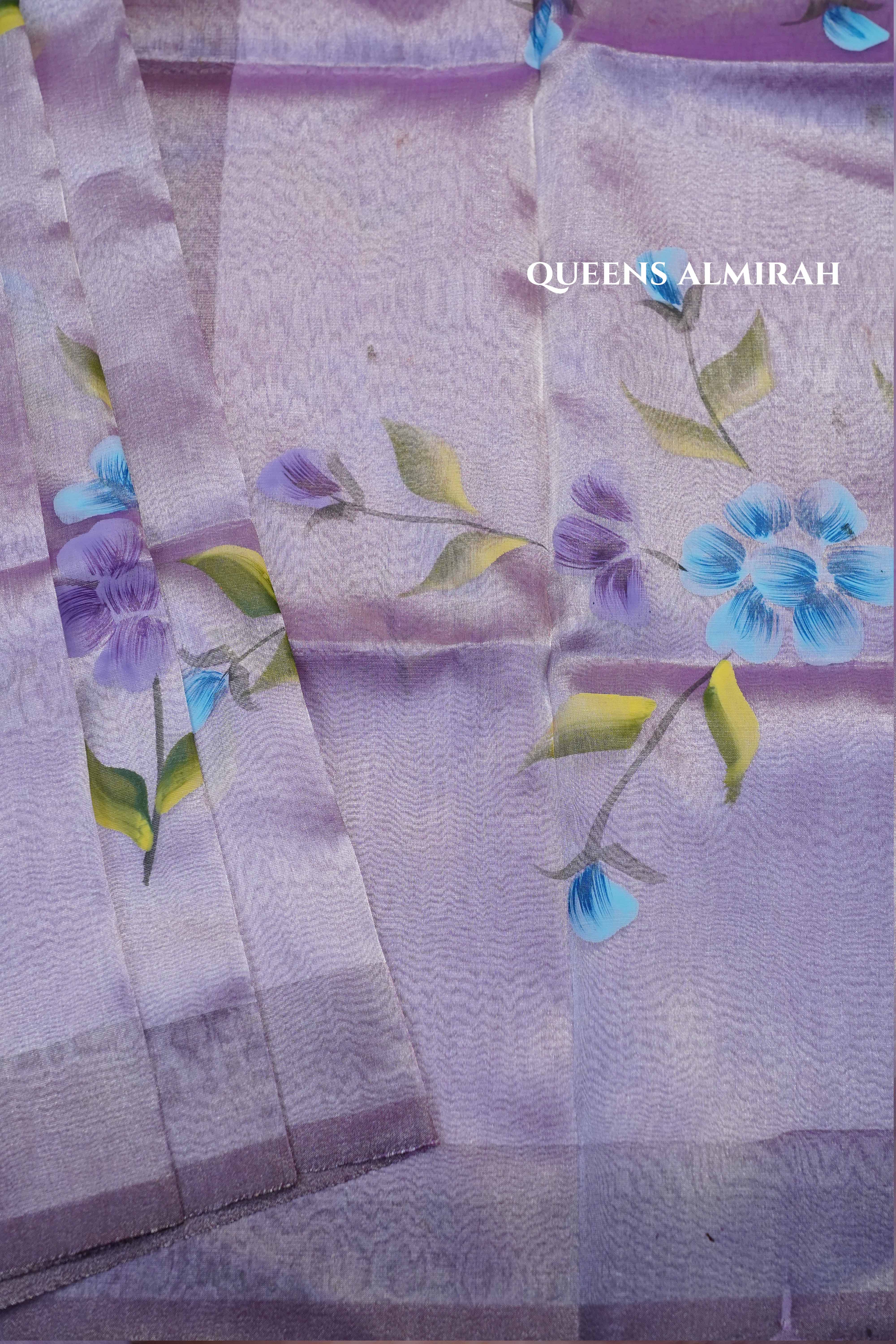 Pastel Purple Silk Organza saree - Queens Jewel Emporium