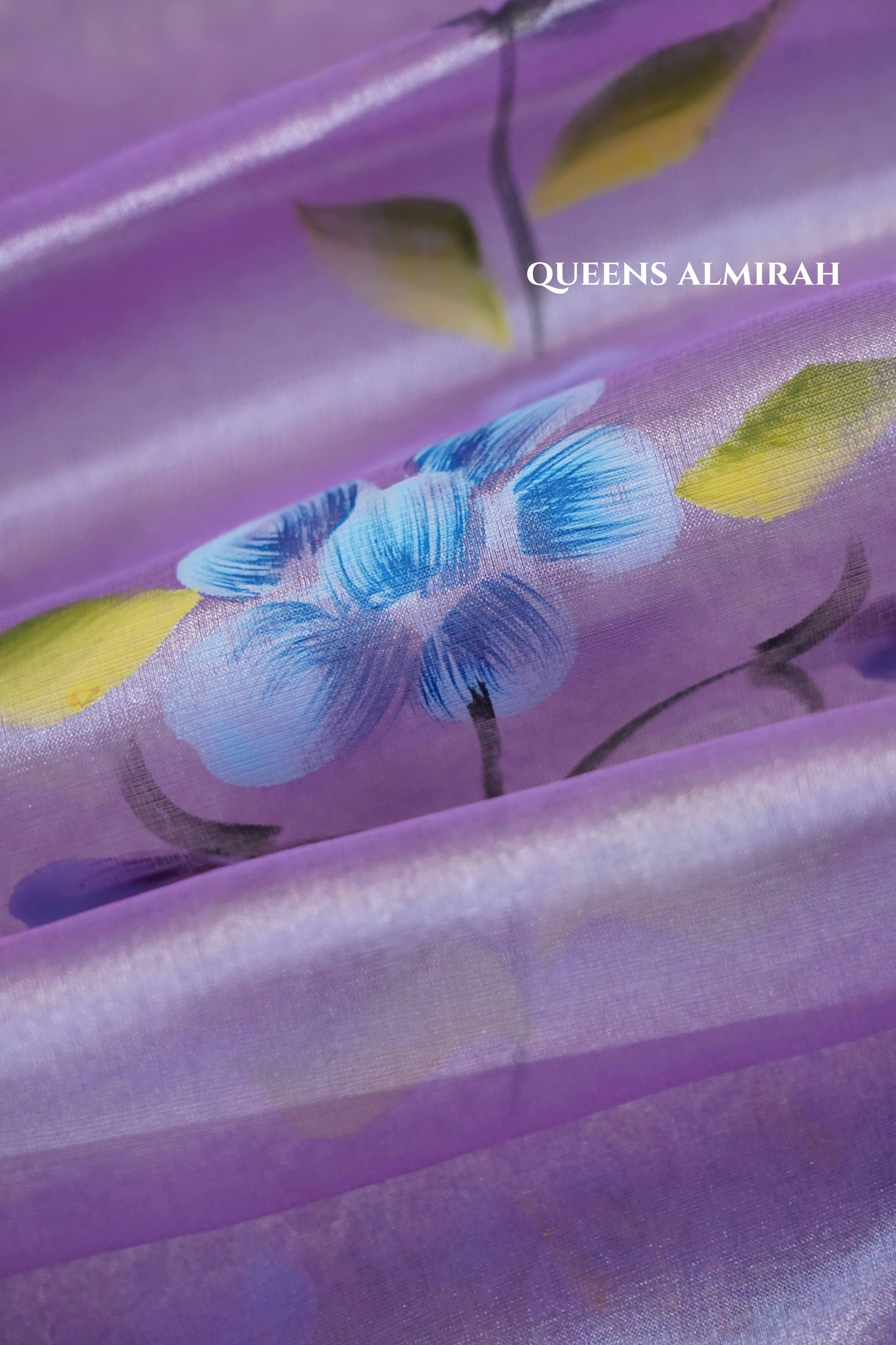 Pastel Purple Silk Organza saree - Queens Jewel Emporium