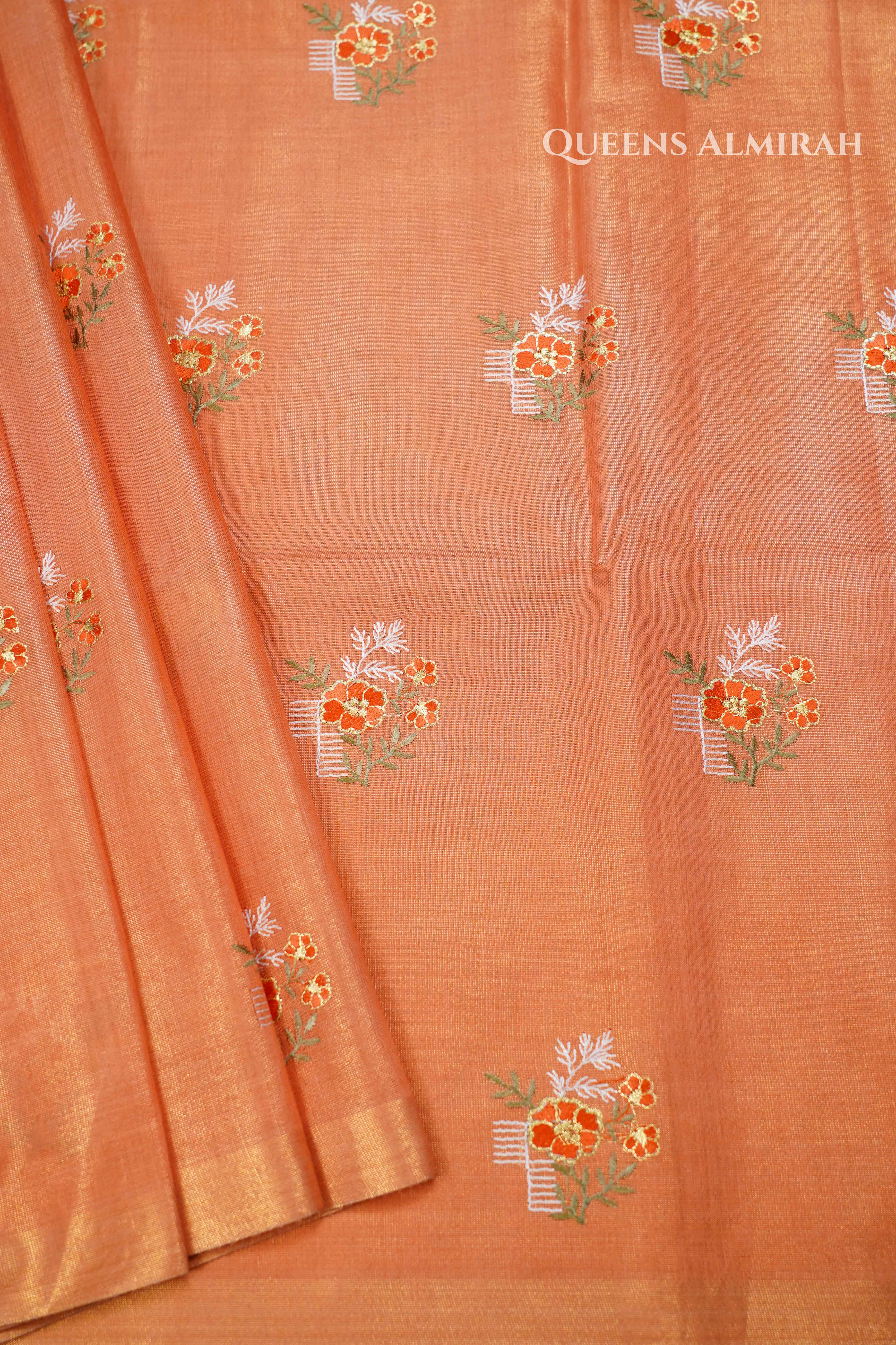 Beige Tone Linen Tissue Saree QUEENS ALMIRAH