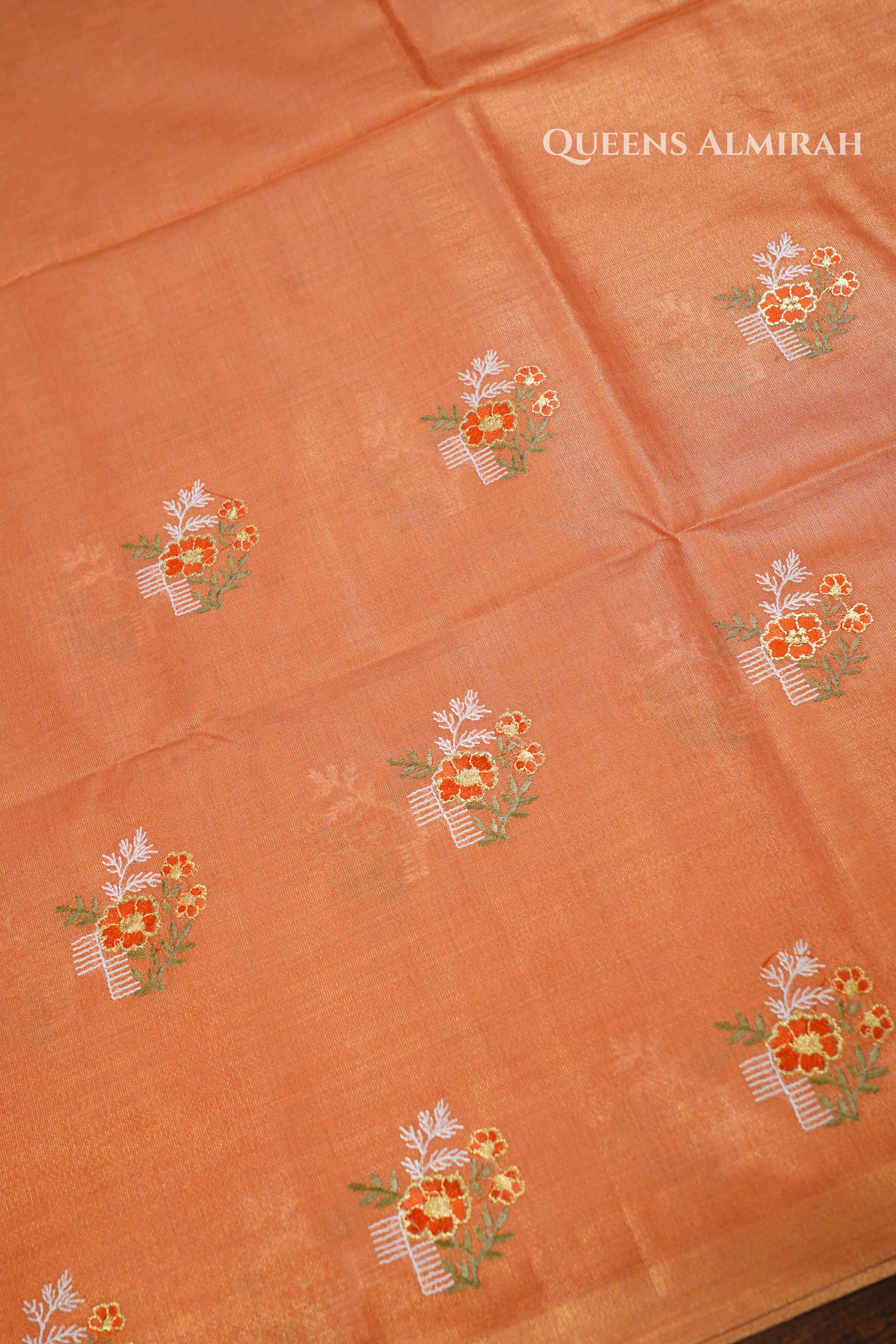 Beige Tone Linen Tissue Saree QUEENS ALMIRAH