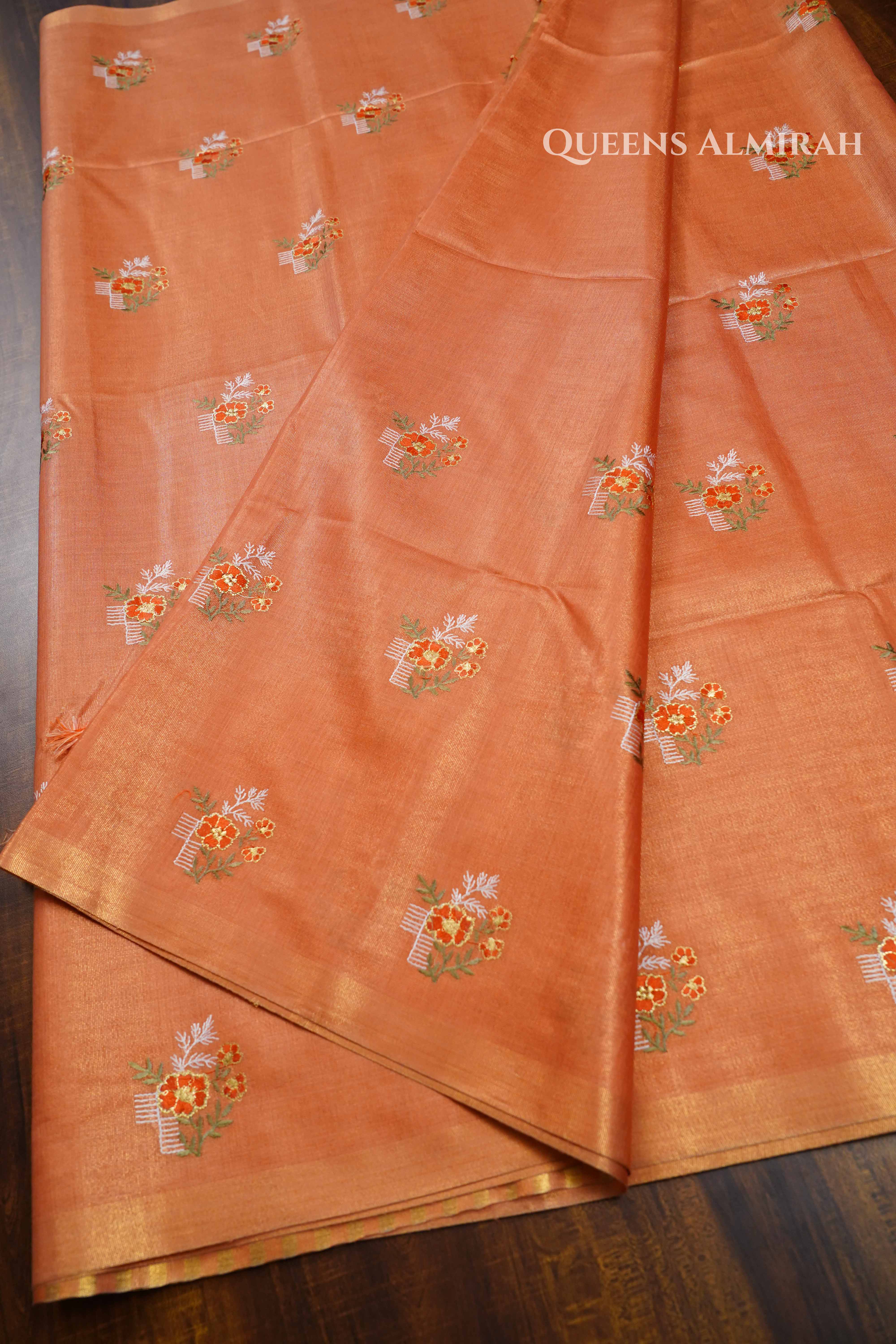 Beige Tone Linen Tissue Saree QUEENS ALMIRAH