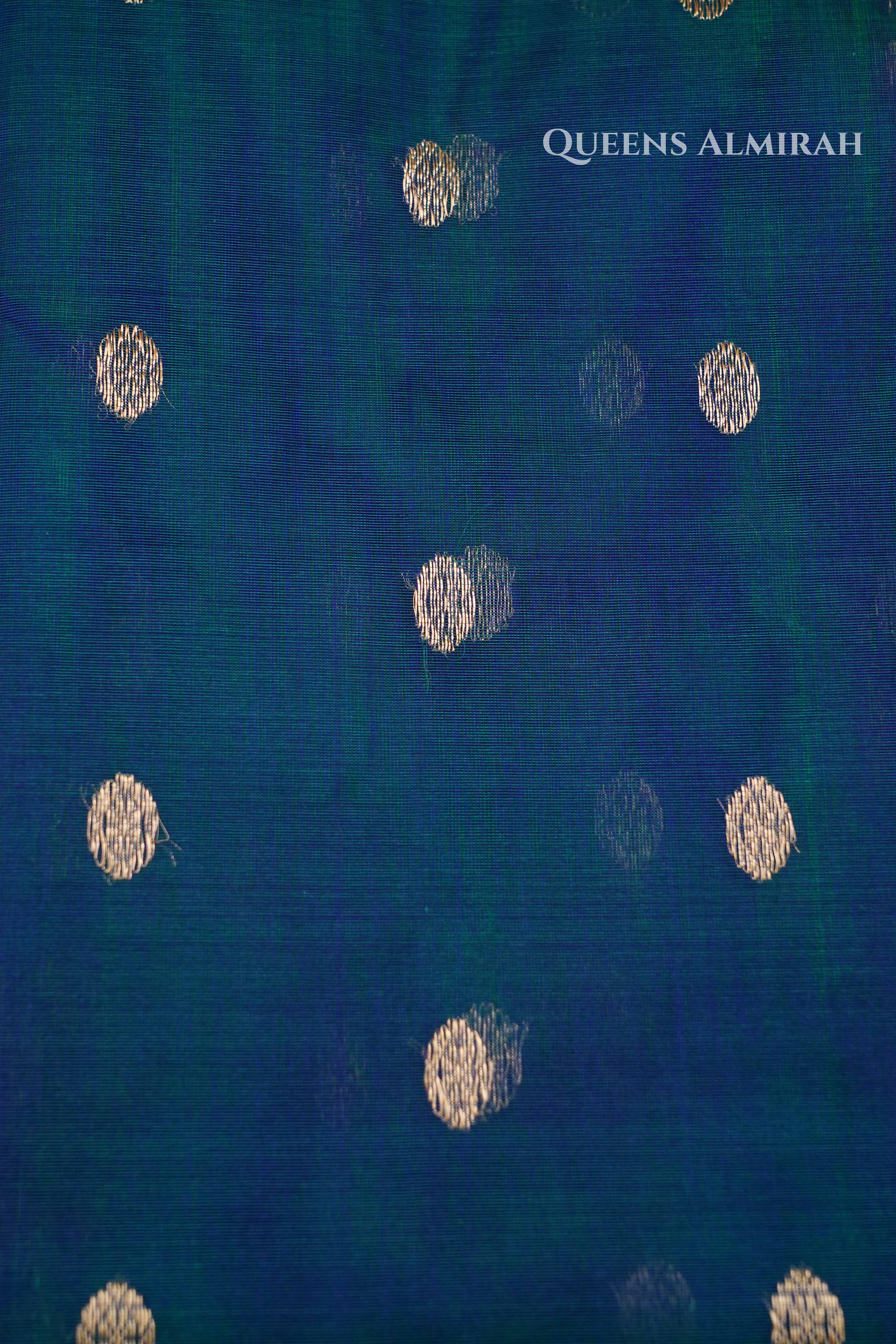 Peacock Blue Chanderi Katan Silk Handloom Saree QUEENS ALMIRAH