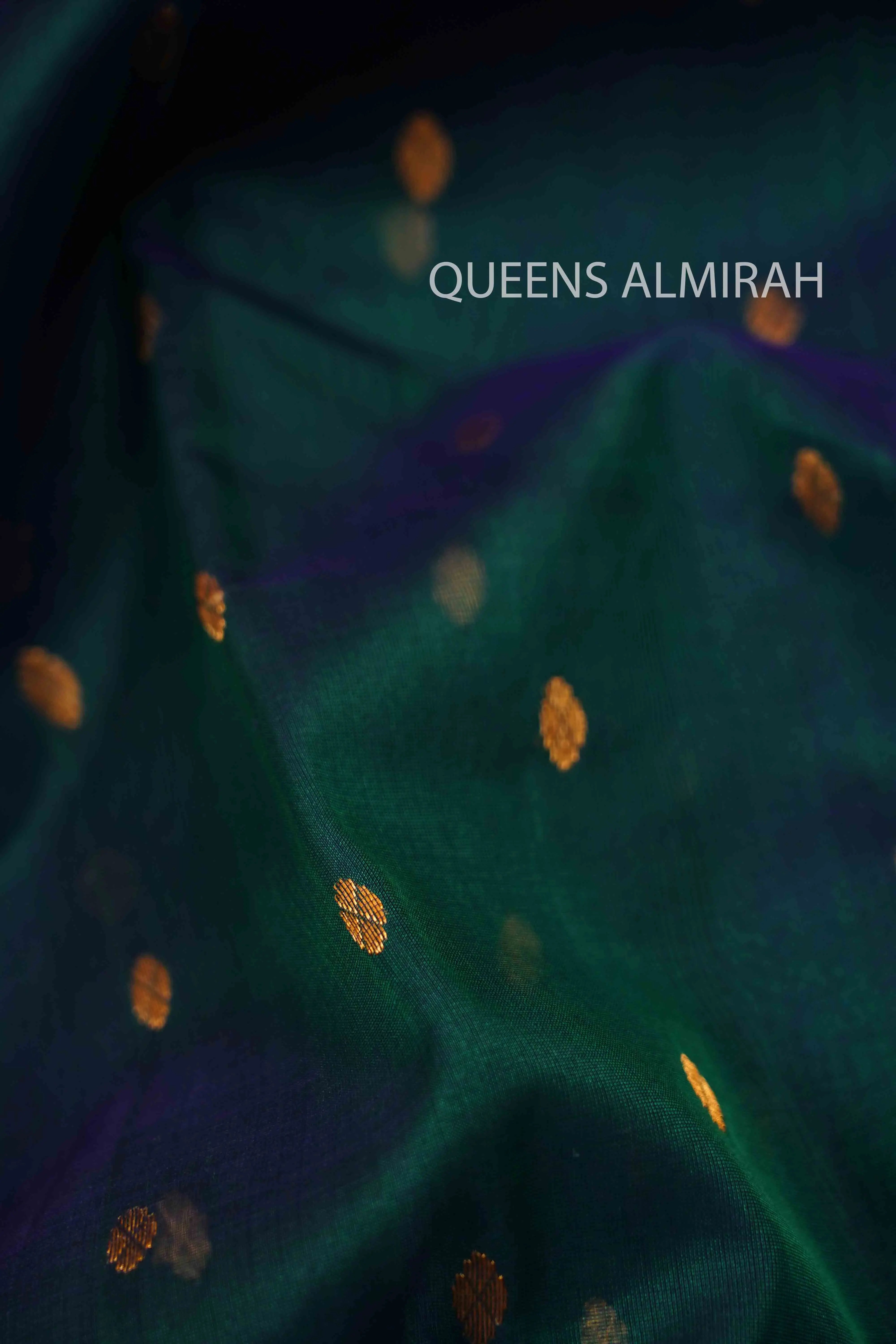 PEACOCK BLUE KATAN HANDLOOM PURE CHANDERI SILK SAREE - Queens Jewel Emporium