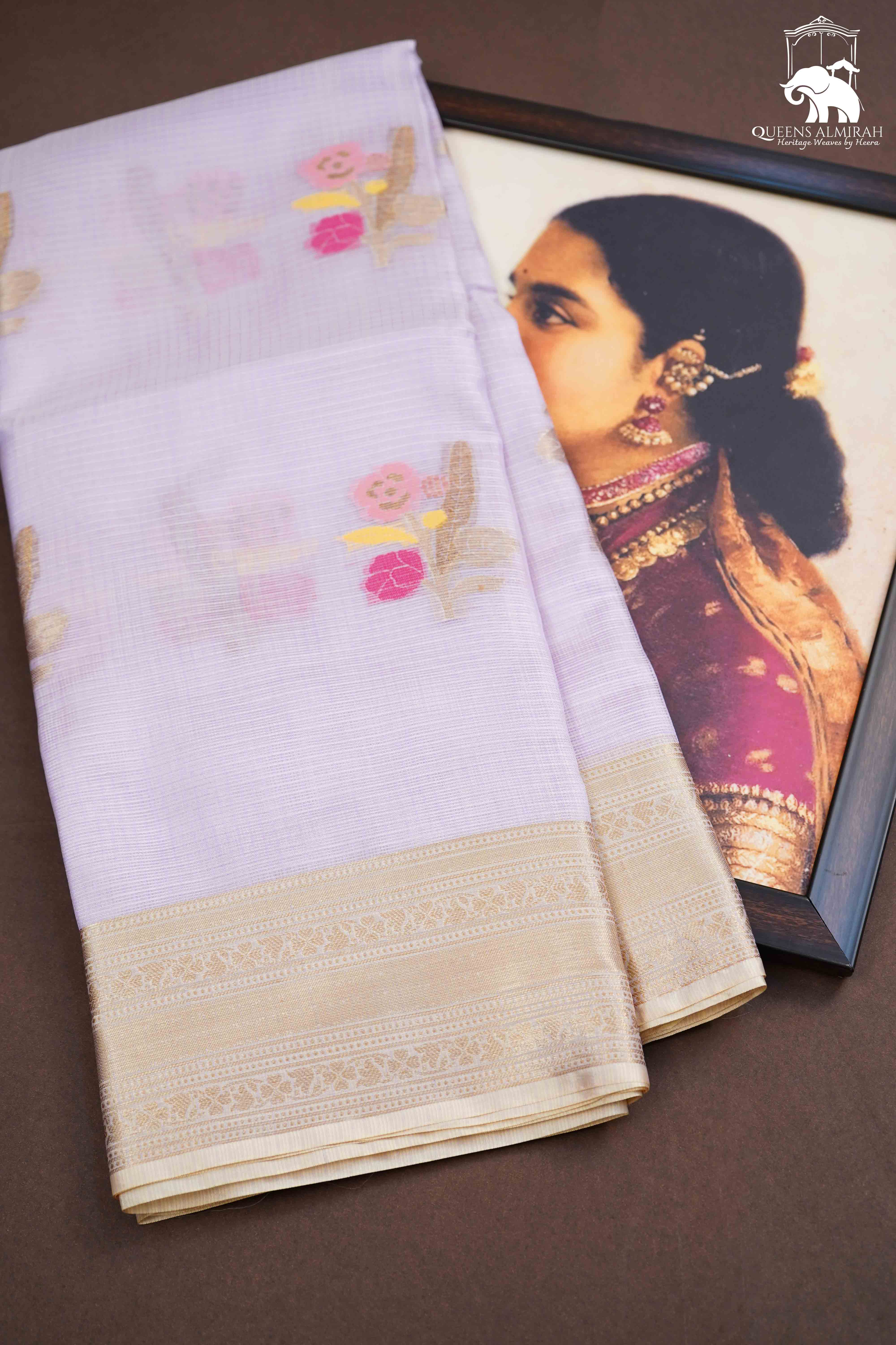 PINK GREY PURE KOTA SILK SAREE - Queens Jewel Emporium