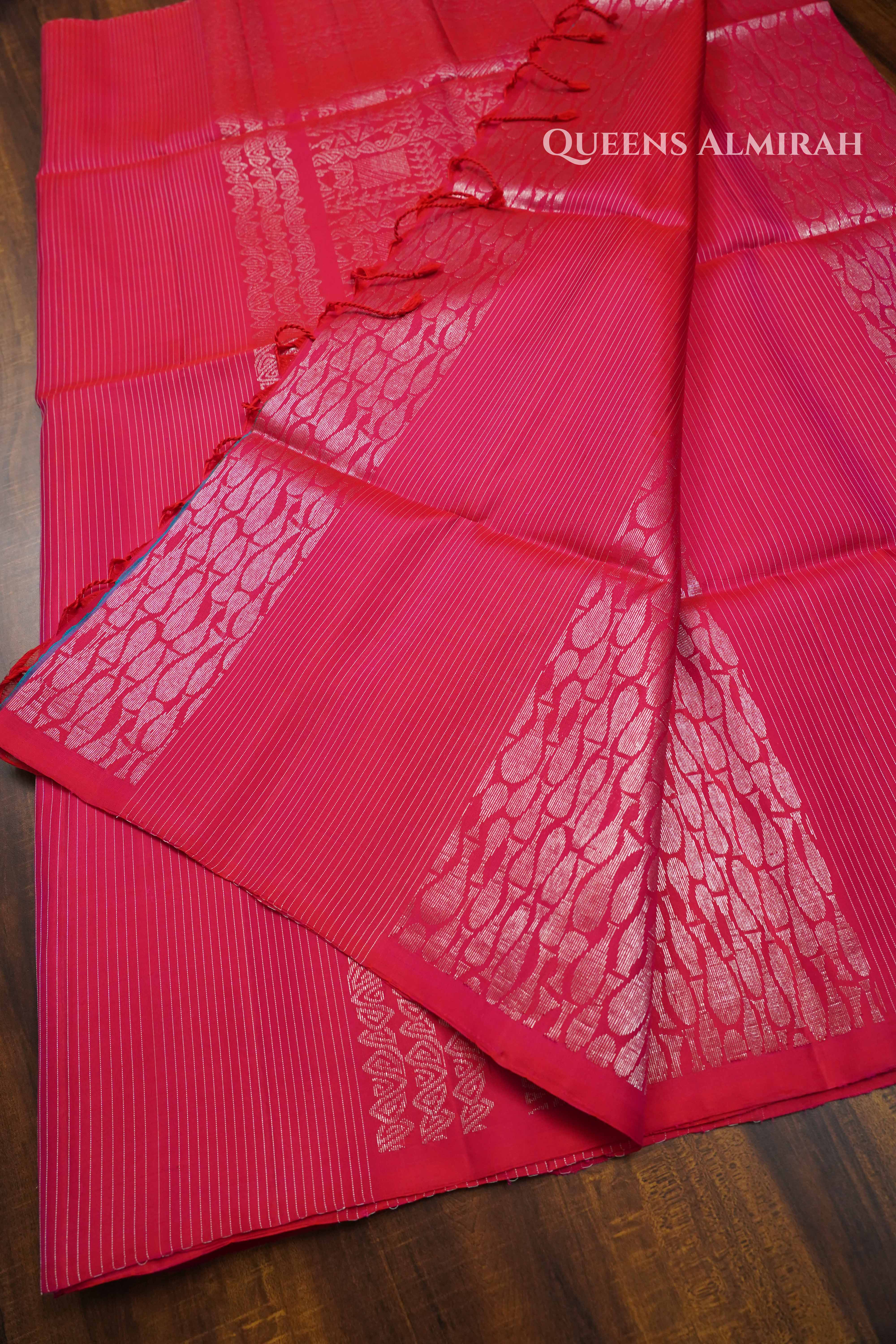 Pink Pure Soft Silk Saree QUEENS ALMIRAH