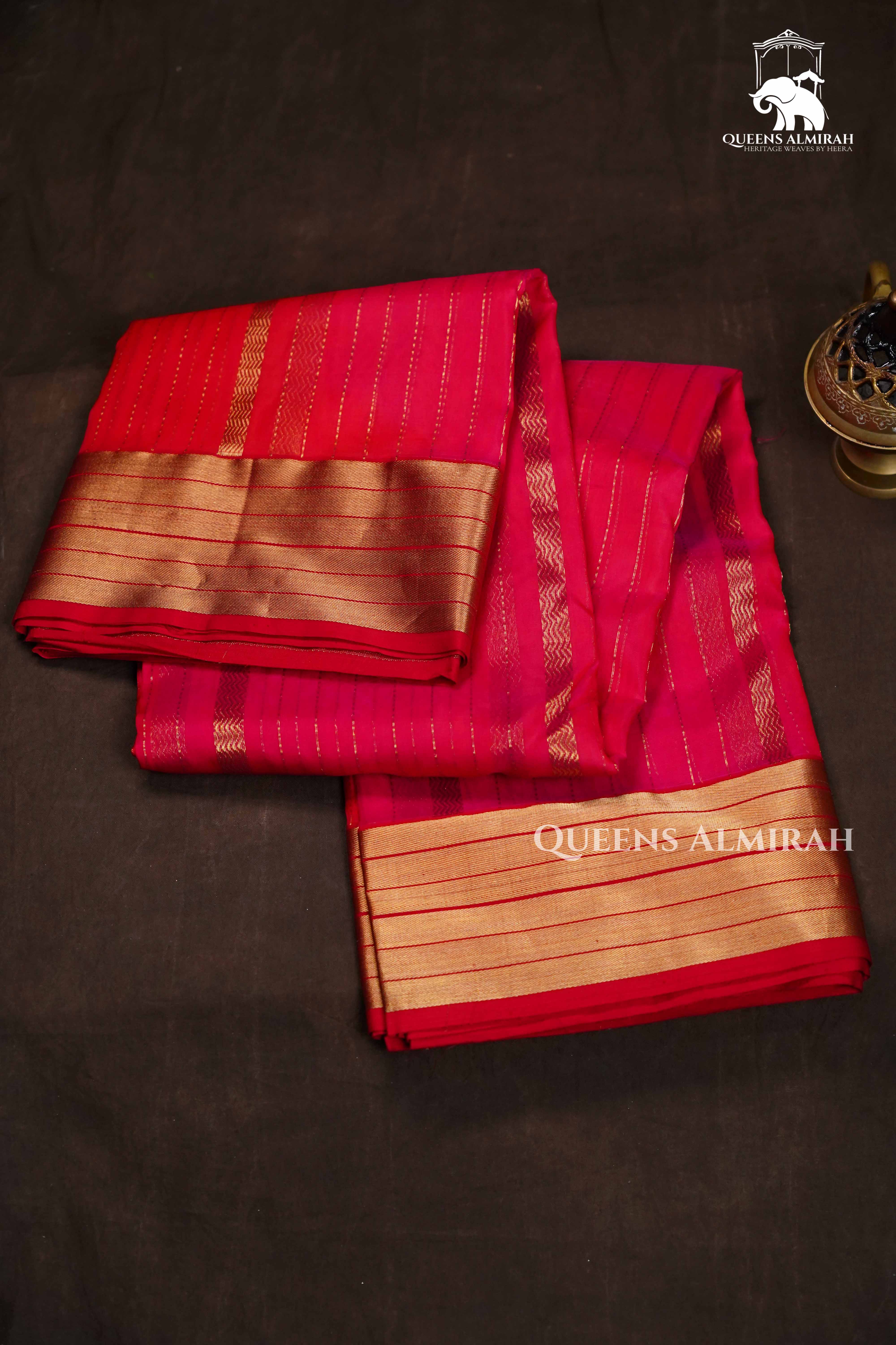 Pinkish Orange Chanderi Silk Saree QUEENS ALMIRAH