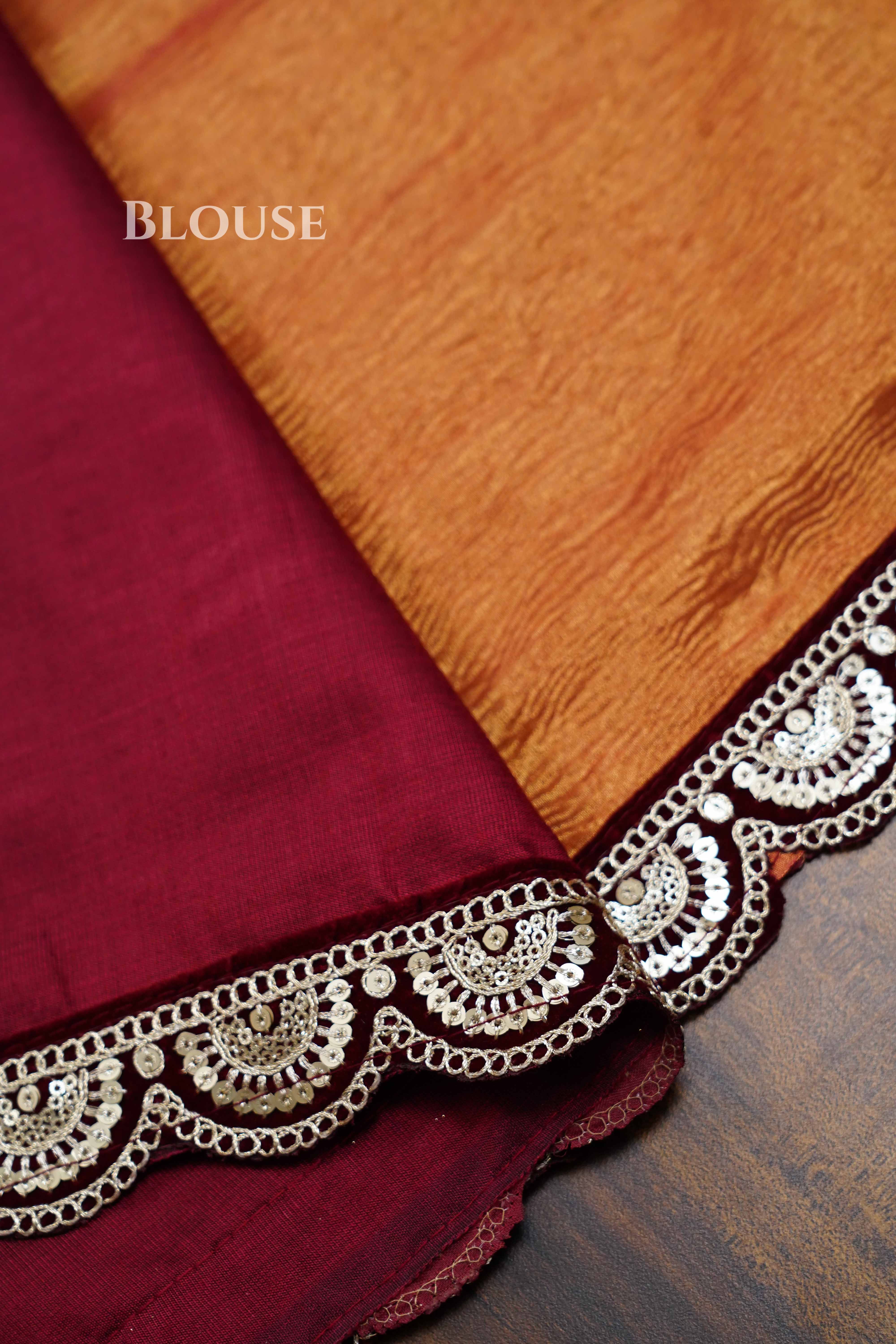 Pinkish Orange Crush Tissue Saree QUEENS ALMIRAH