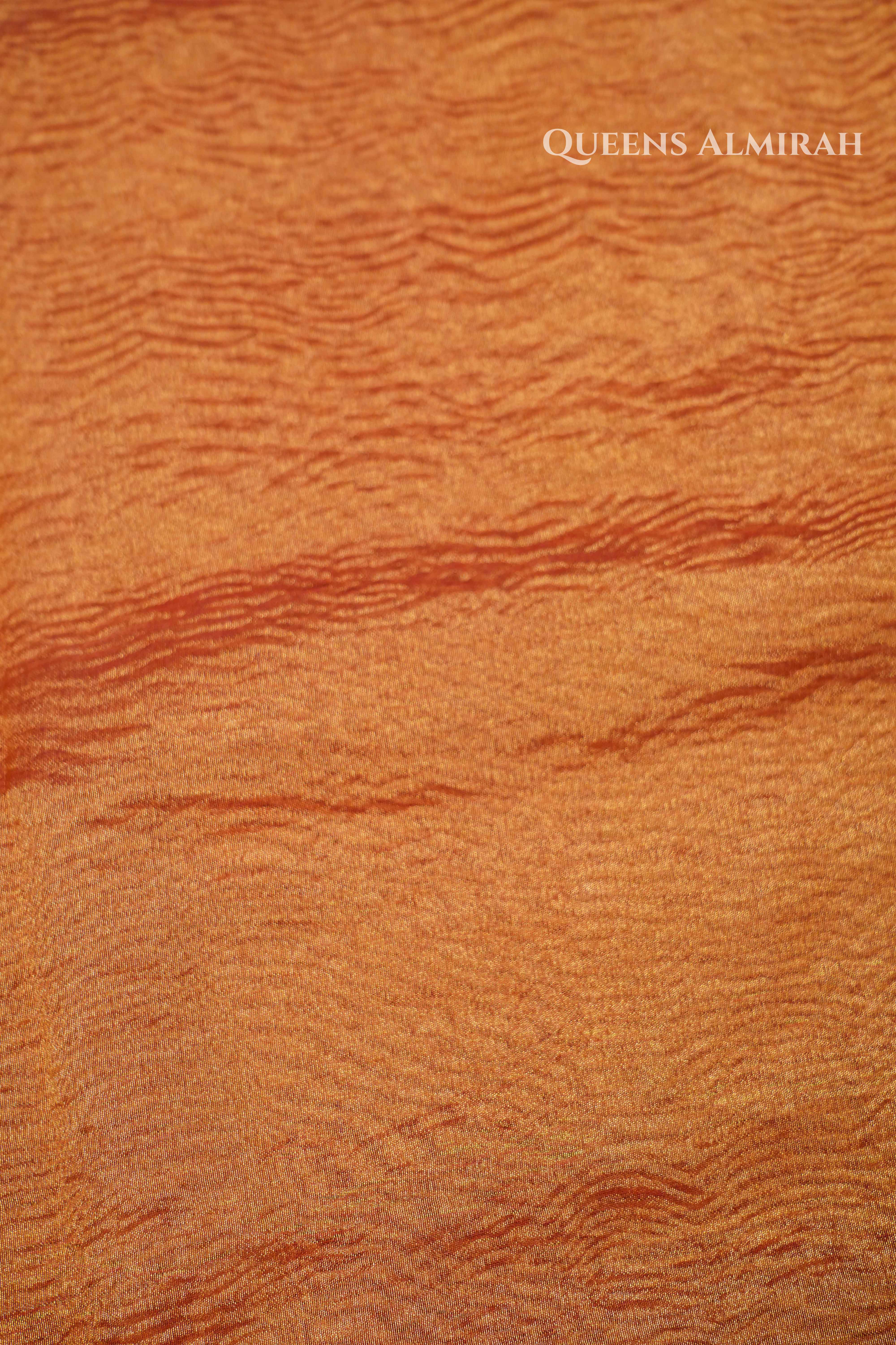 Pinkish Orange Crush Tissue Saree QUEENS ALMIRAH