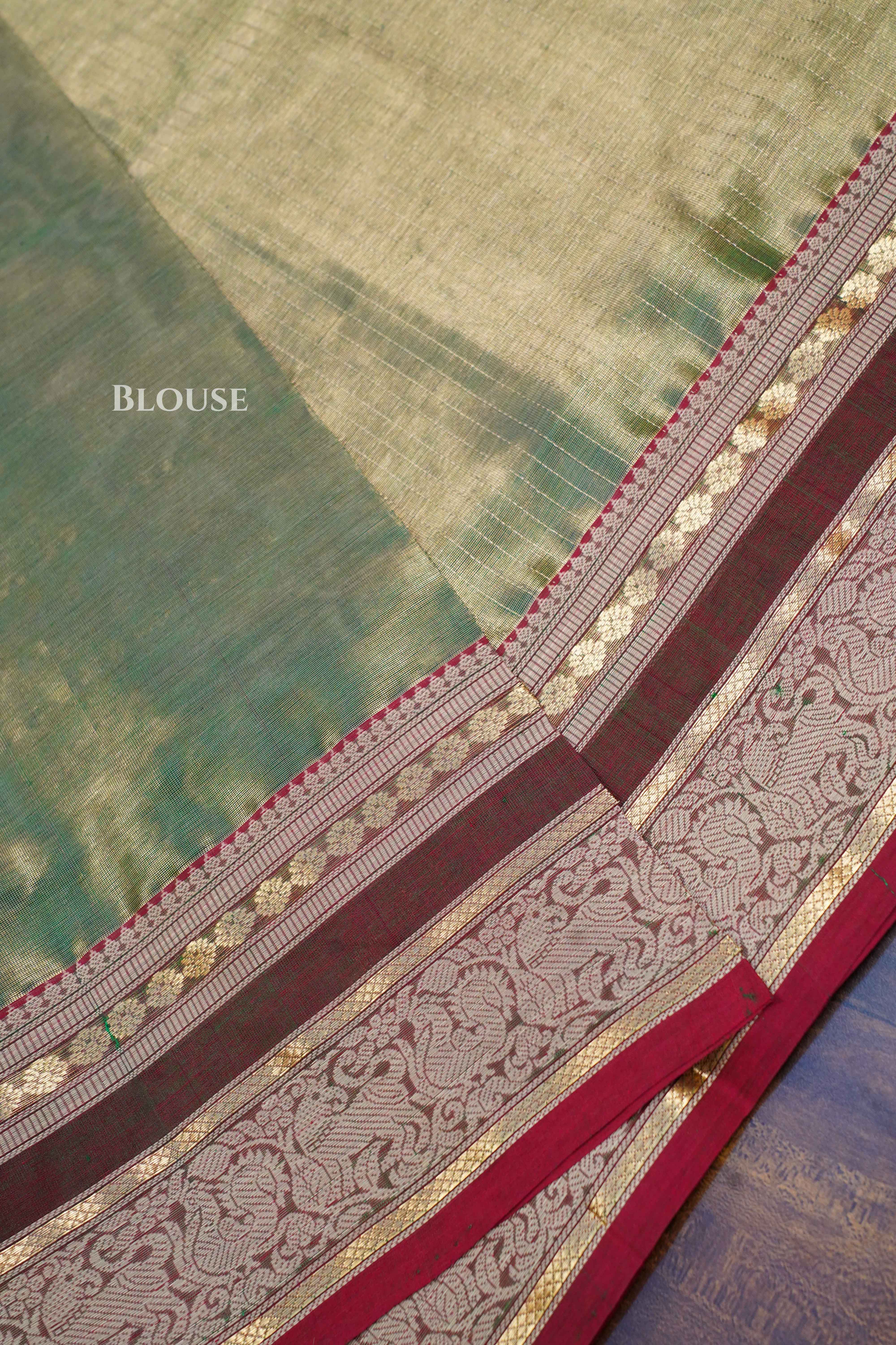 Pista Green -Karaikudi Chettinad Silk Cotton Saree QUEENS ALMIRAH