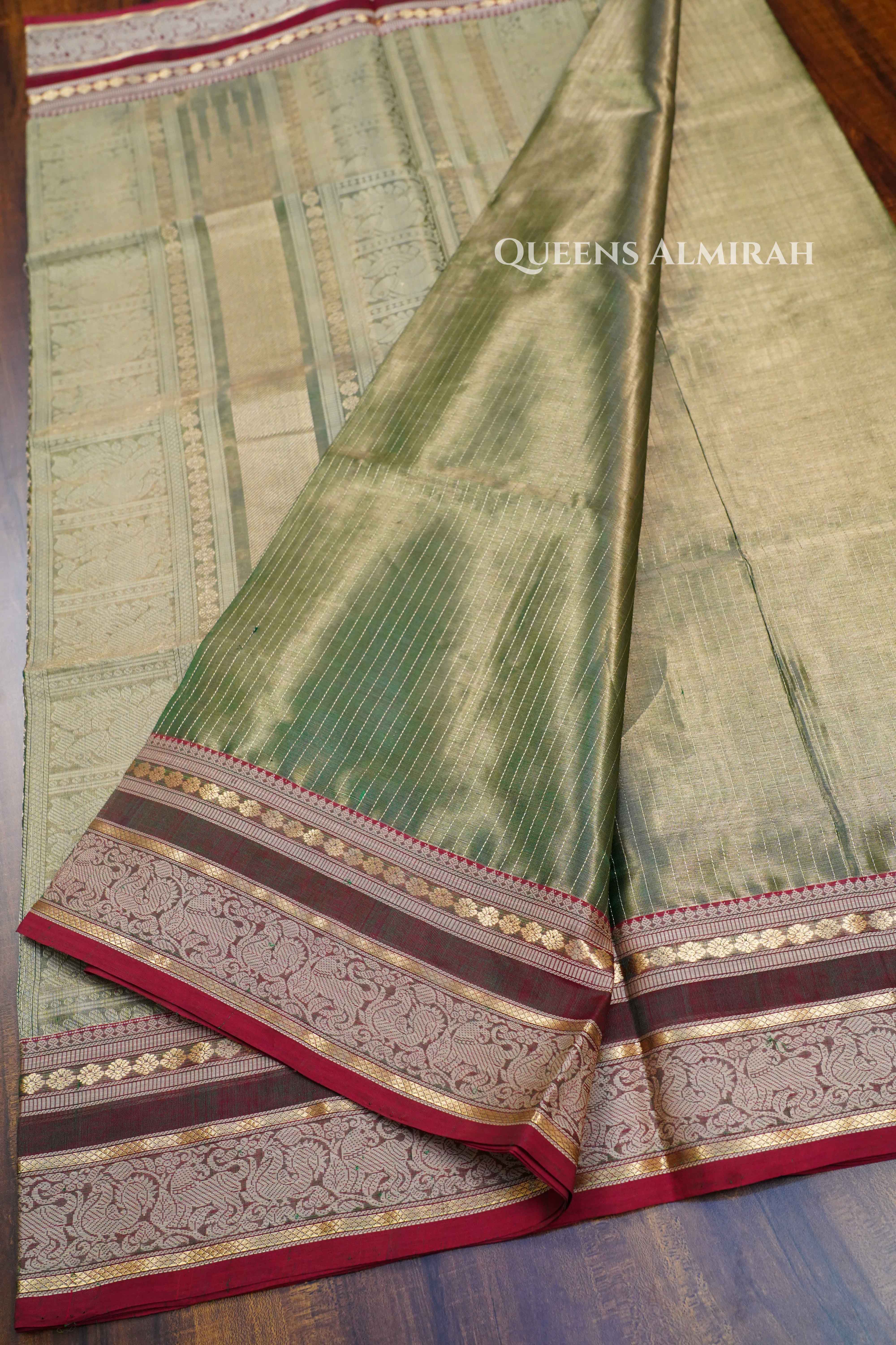 Pista Green -Karaikudi Chettinad Silk Cotton Saree QUEENS ALMIRAH