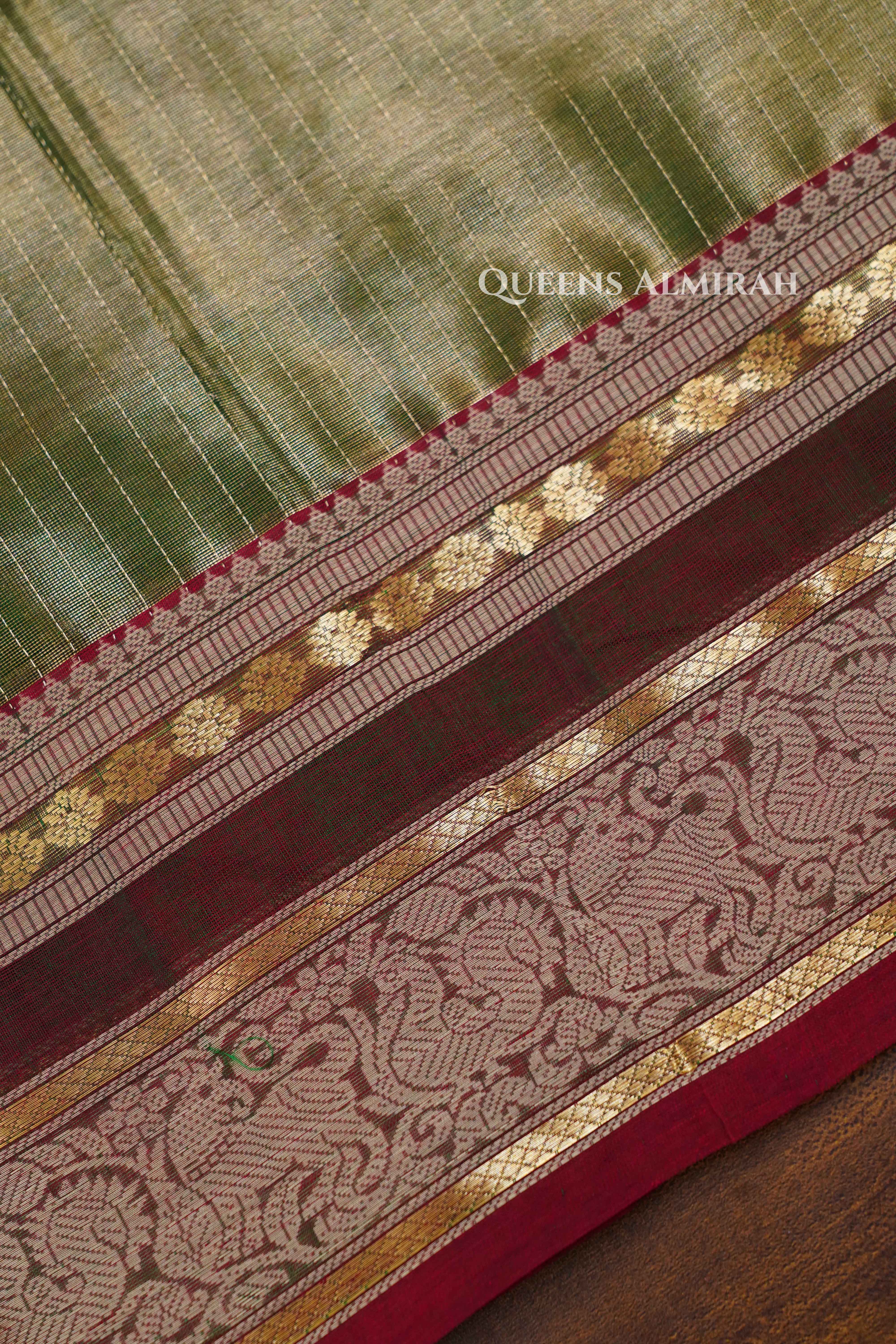 Pista Green -Karaikudi Chettinad Silk Cotton Saree QUEENS ALMIRAH