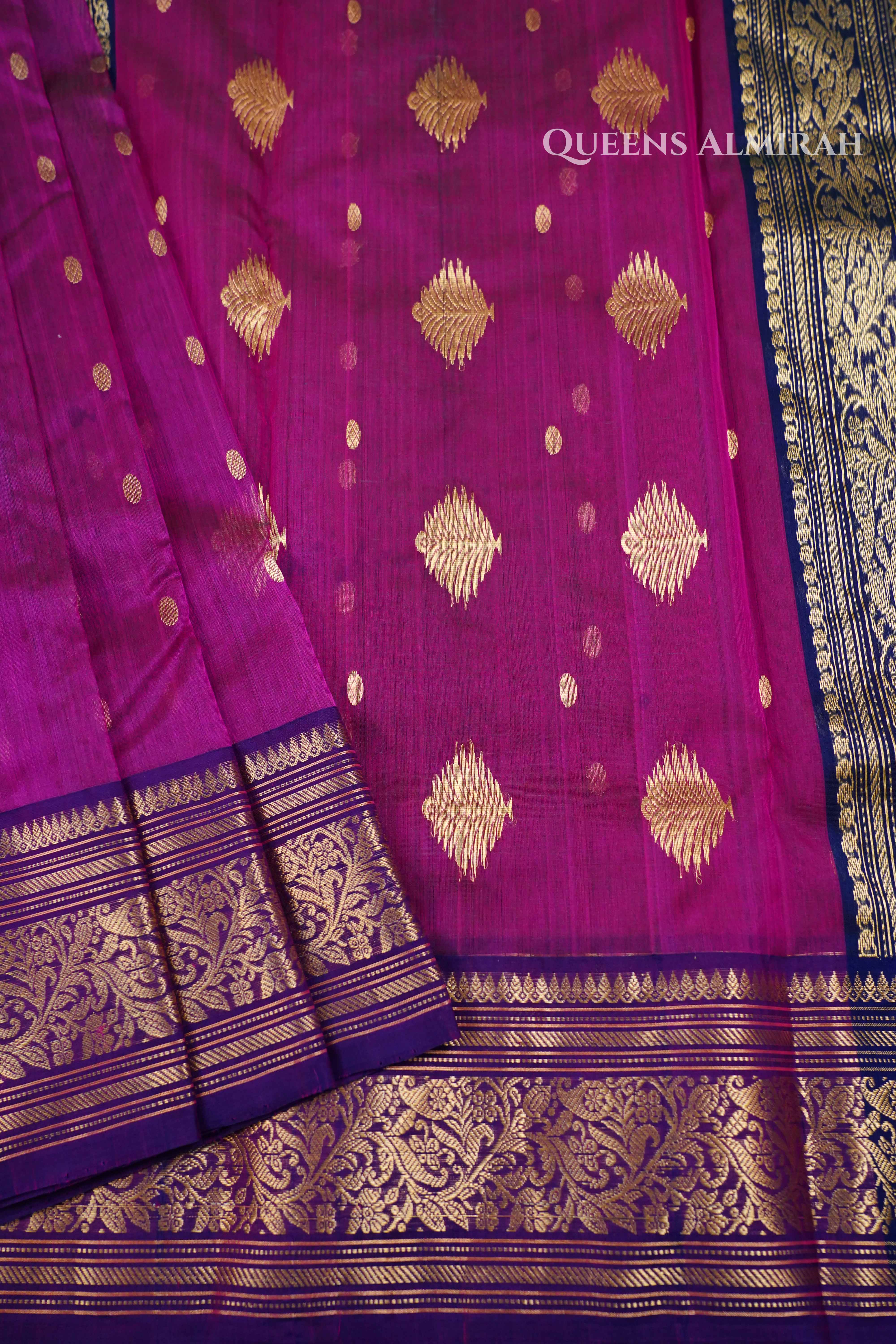 Plum Purple Chanderi Katan Silk Handloom Saree QUEENS ALMIRAH