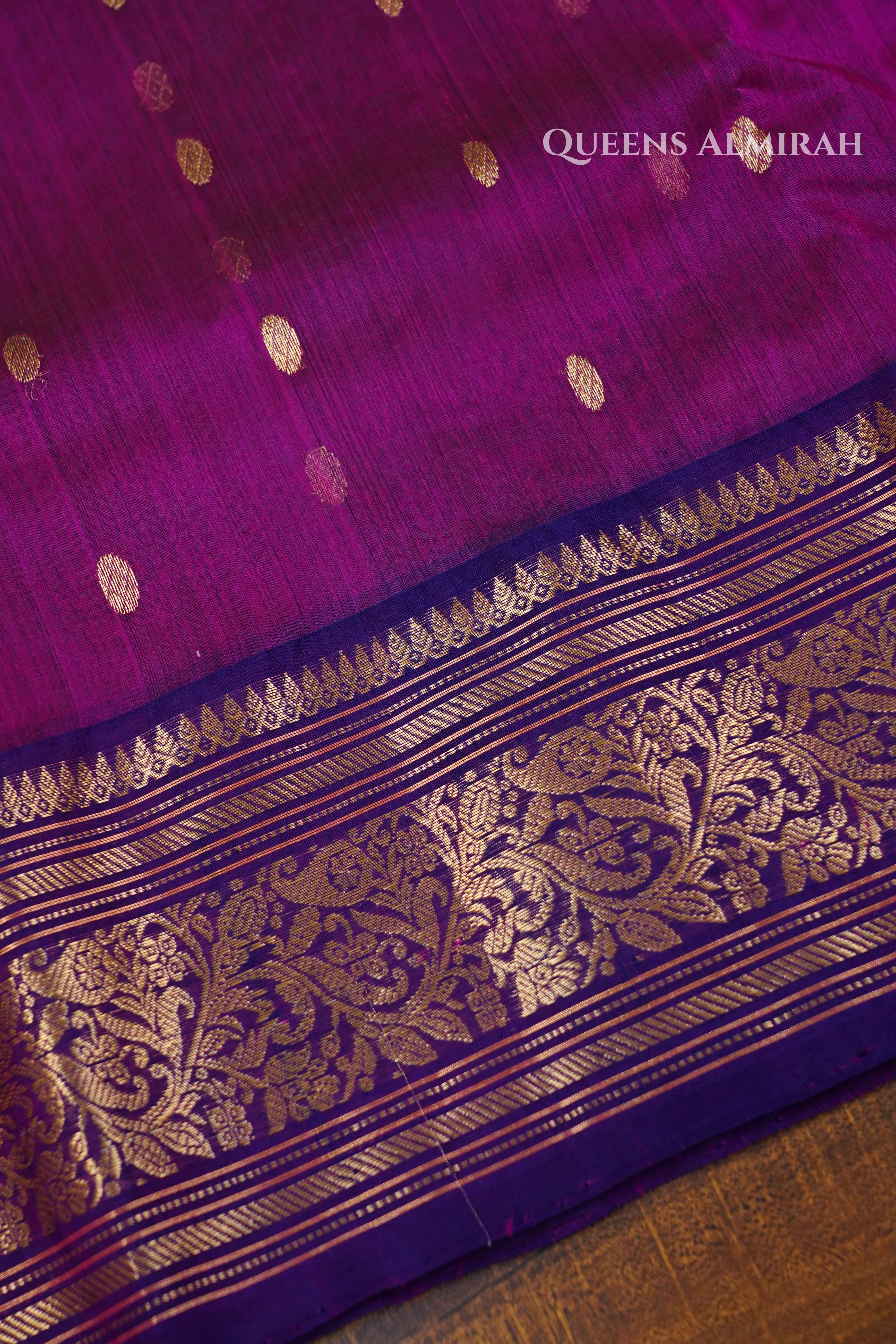 Plum Purple Chanderi Katan Silk Handloom Saree QUEENS ALMIRAH