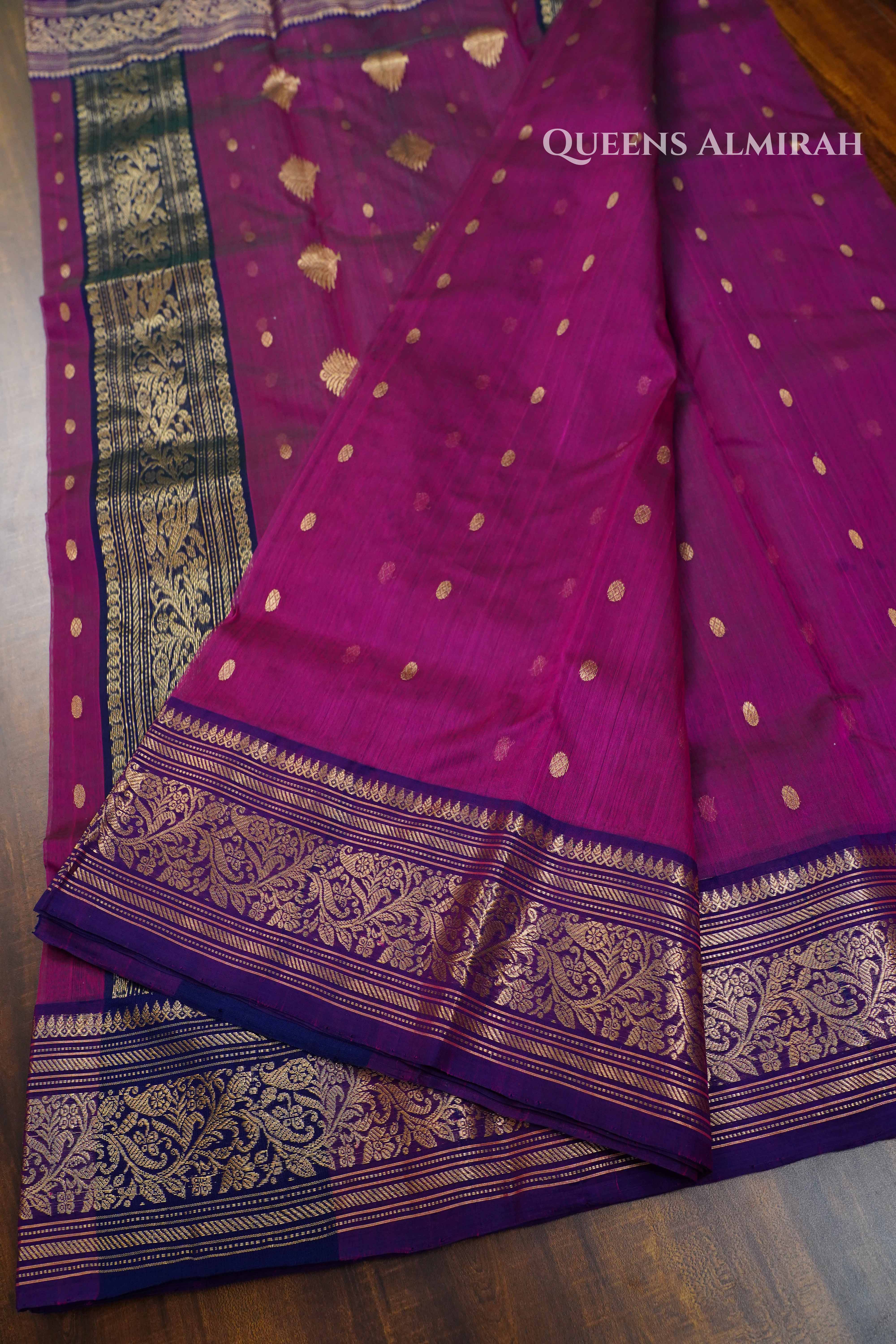 Plum Purple Chanderi Katan Silk Handloom Saree QUEENS ALMIRAH