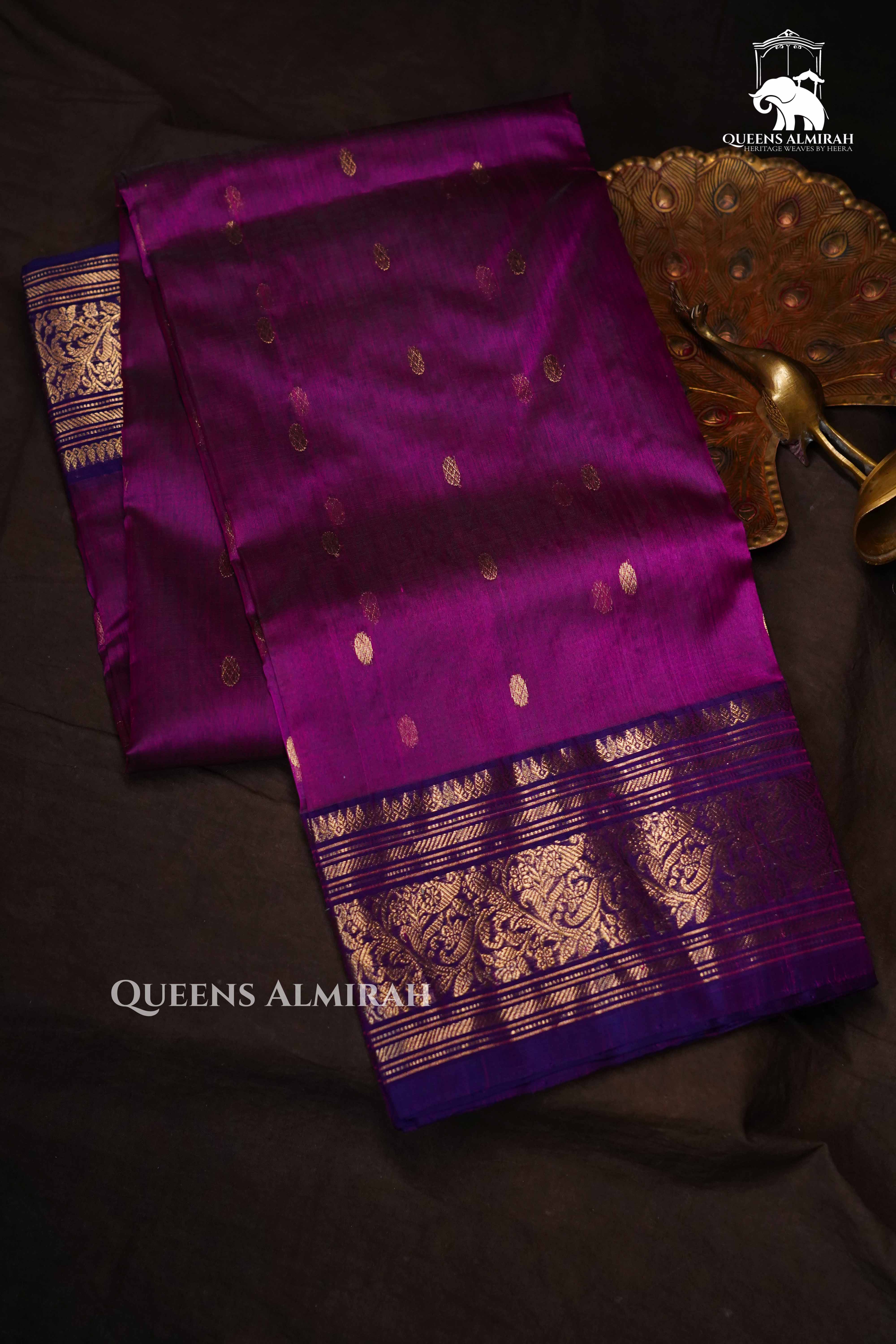Plum Purple Chanderi Katan Silk Handloom Saree QUEENS ALMIRAH