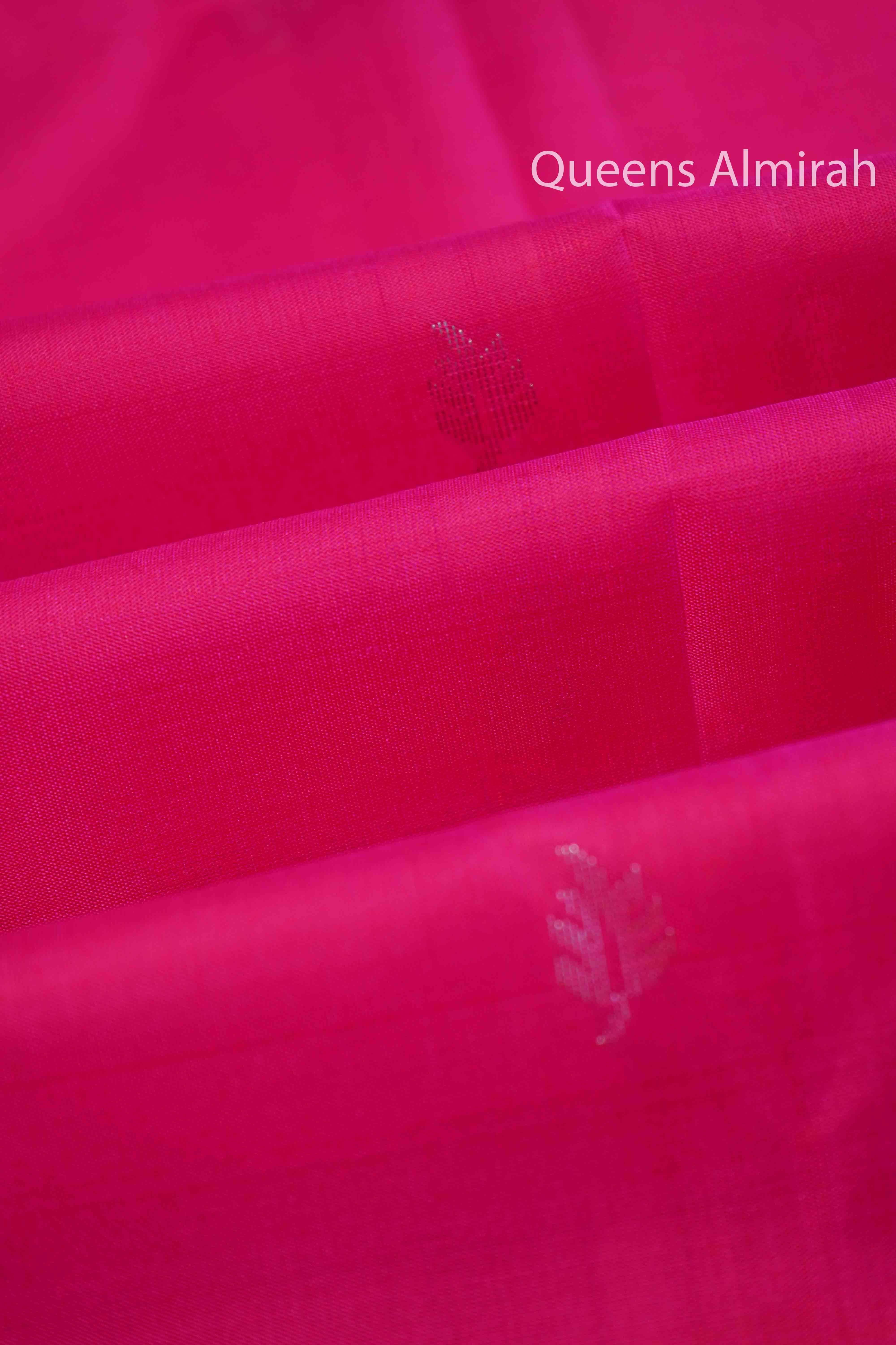 Pumkin Orange With Dragon Pink Designer Silk Saree - Queens Jewel Emporium