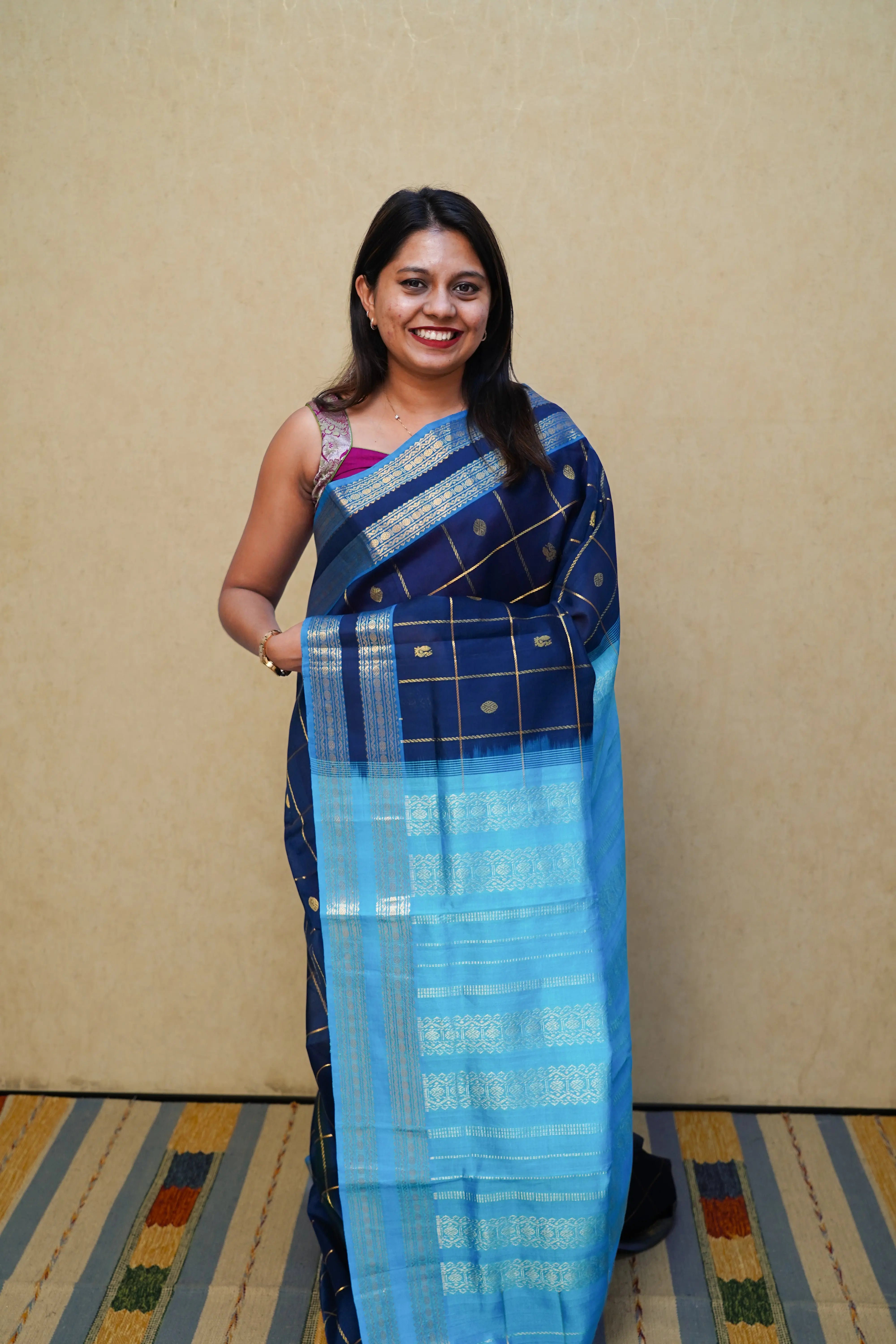 PURE KANCHI SILK COTTON - BLUE WHALE BONDI BLUE - Queens Jewel Emporium
