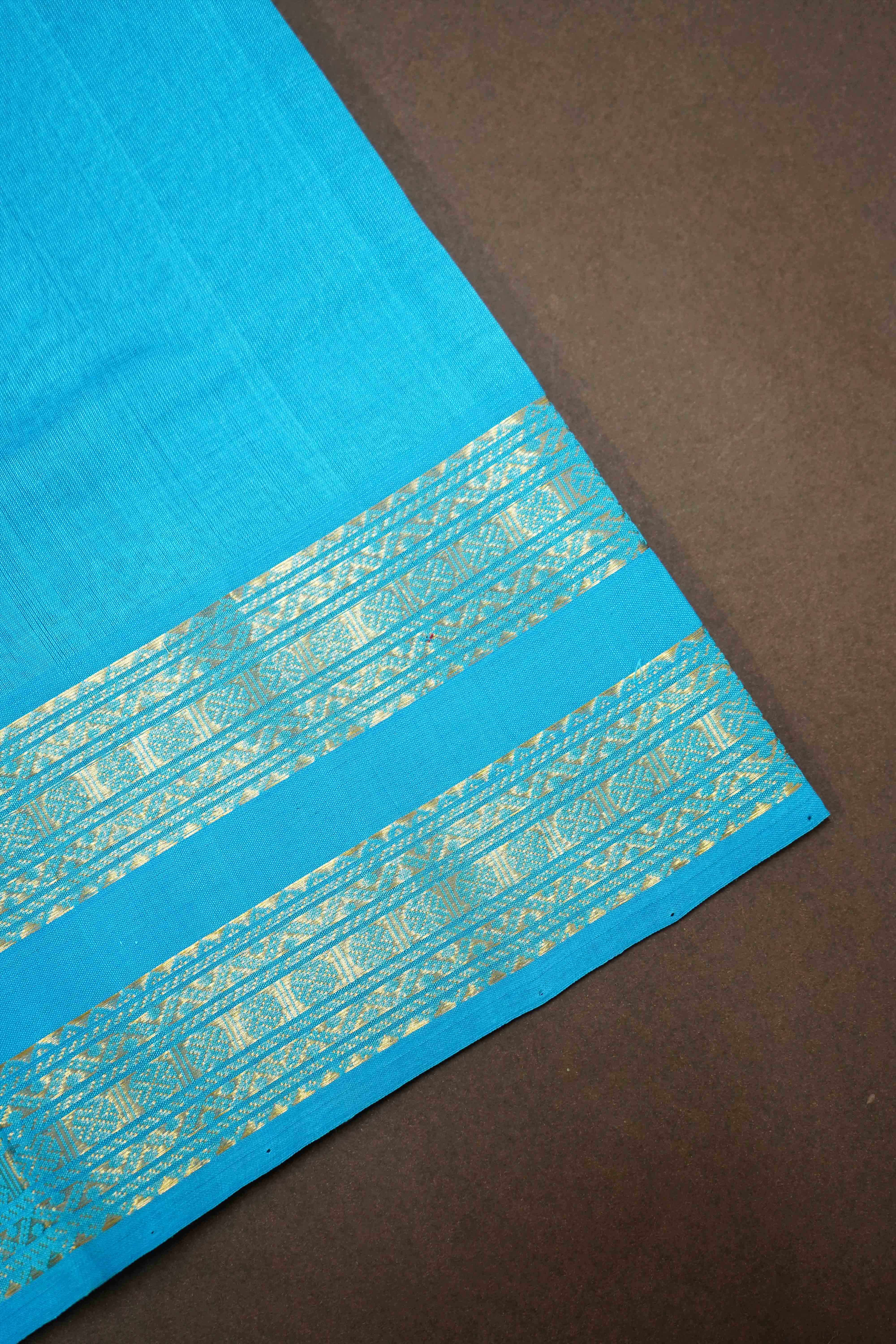 PURE KANCHI SILK COTTON - BLUE WHALE BONDI BLUE - Queens Jewel Emporium