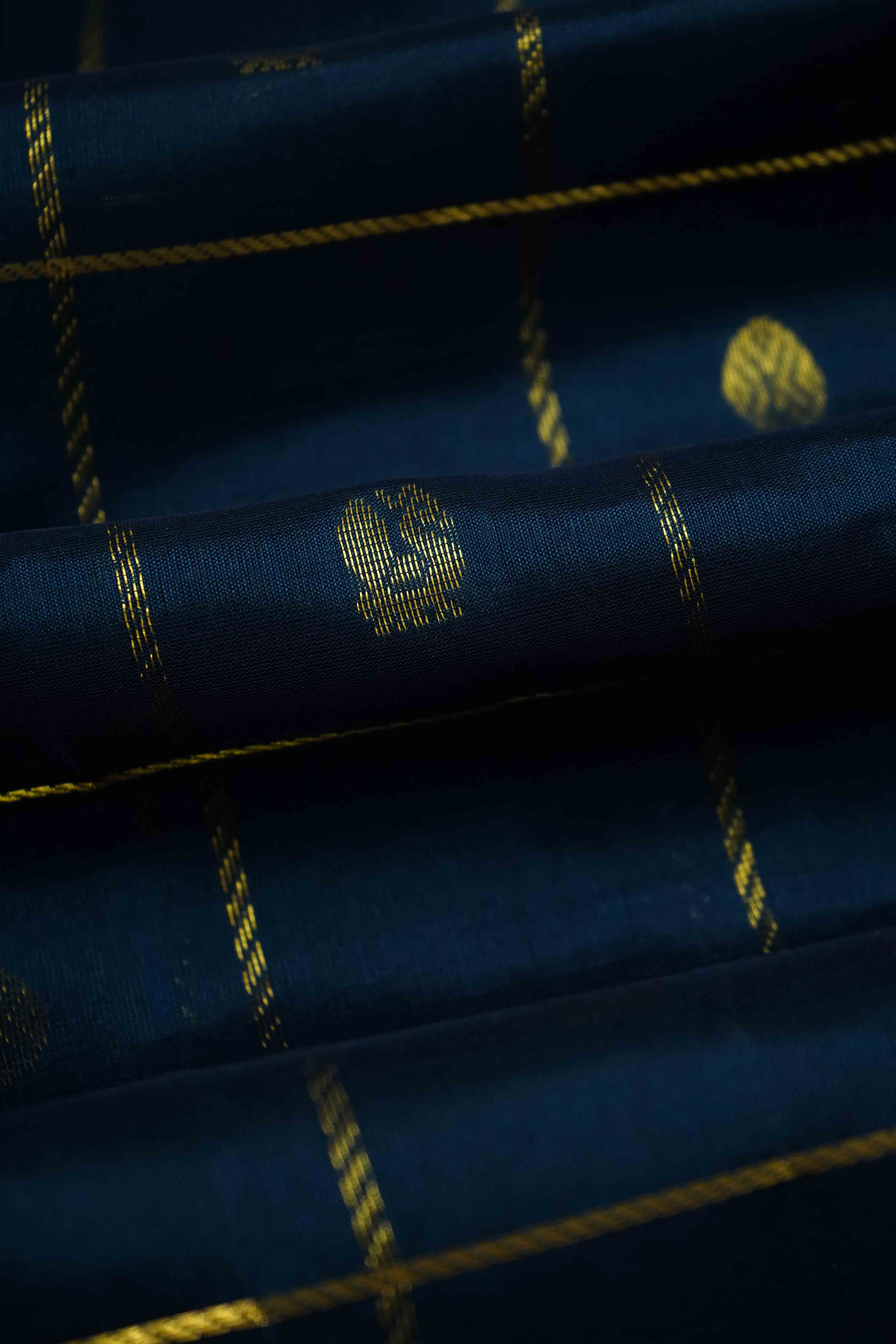 PURE KANCHI SILK COTTON - BLUE WHALE BONDI BLUE - Queens Jewel Emporium
