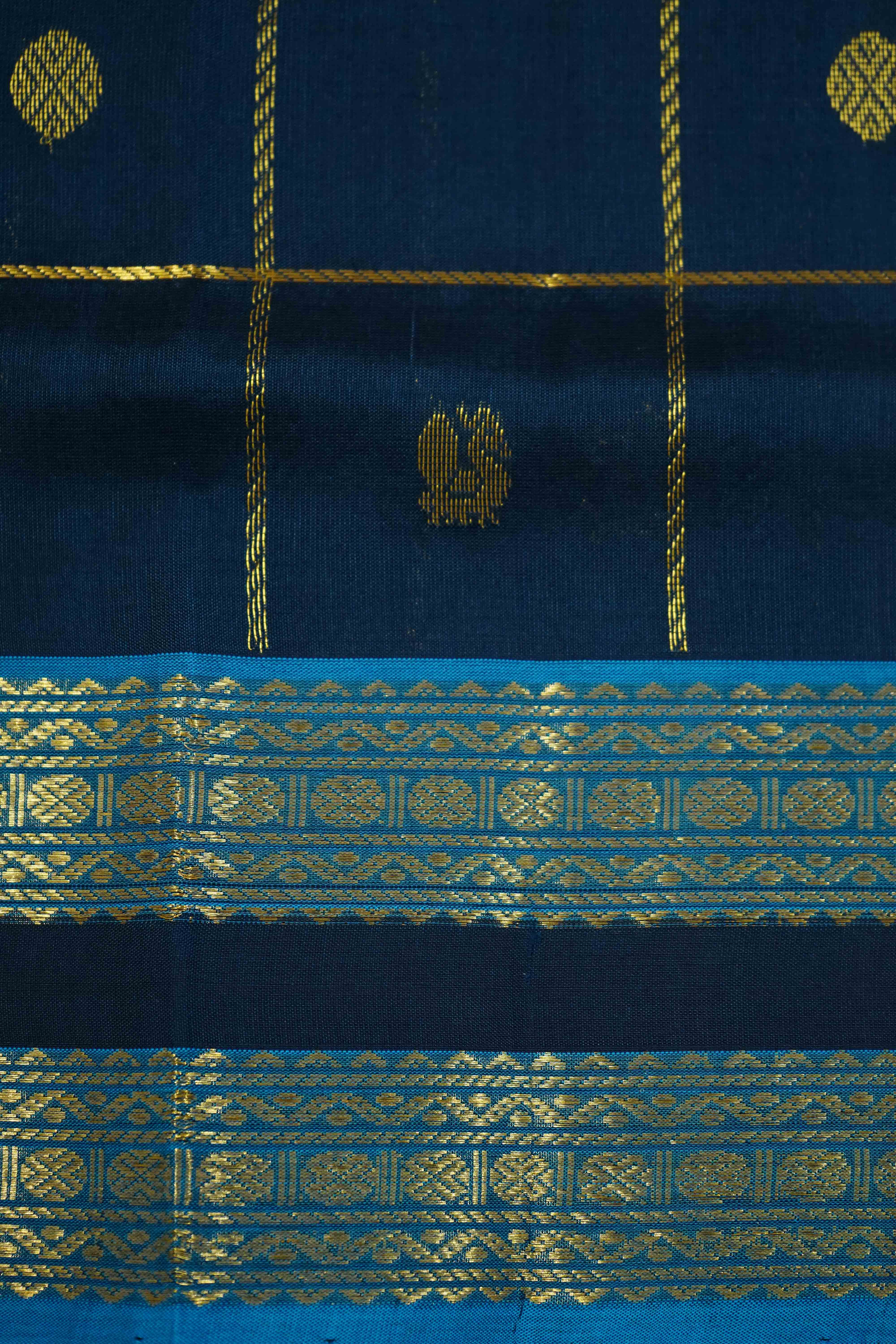 PURE KANCHI SILK COTTON - BLUE WHALE BONDI BLUE - Queens Jewel Emporium