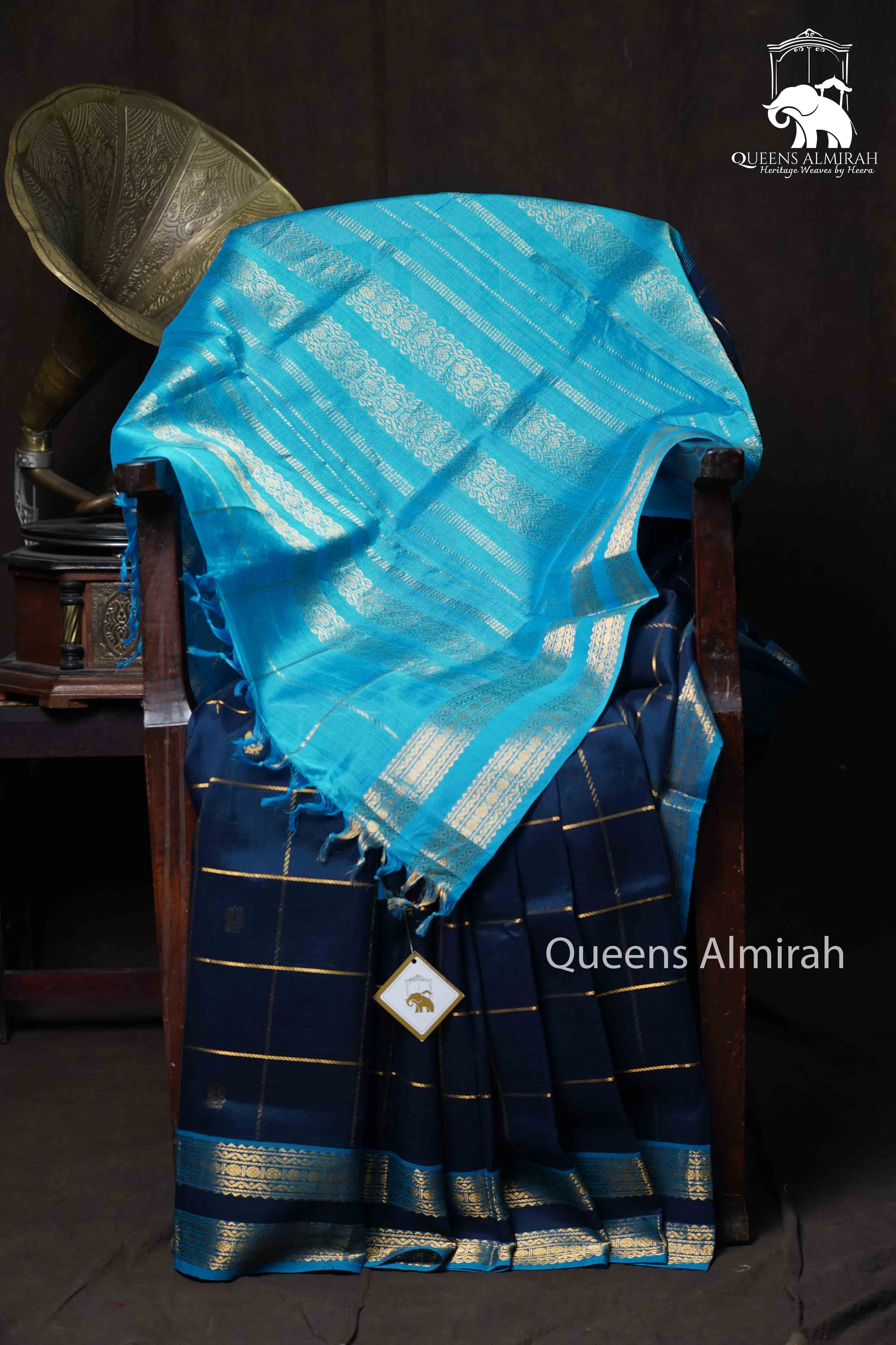 Pure Kanchi Silk Cotton - Blue Whale Bondi Blue - Queens Jewel Emporium