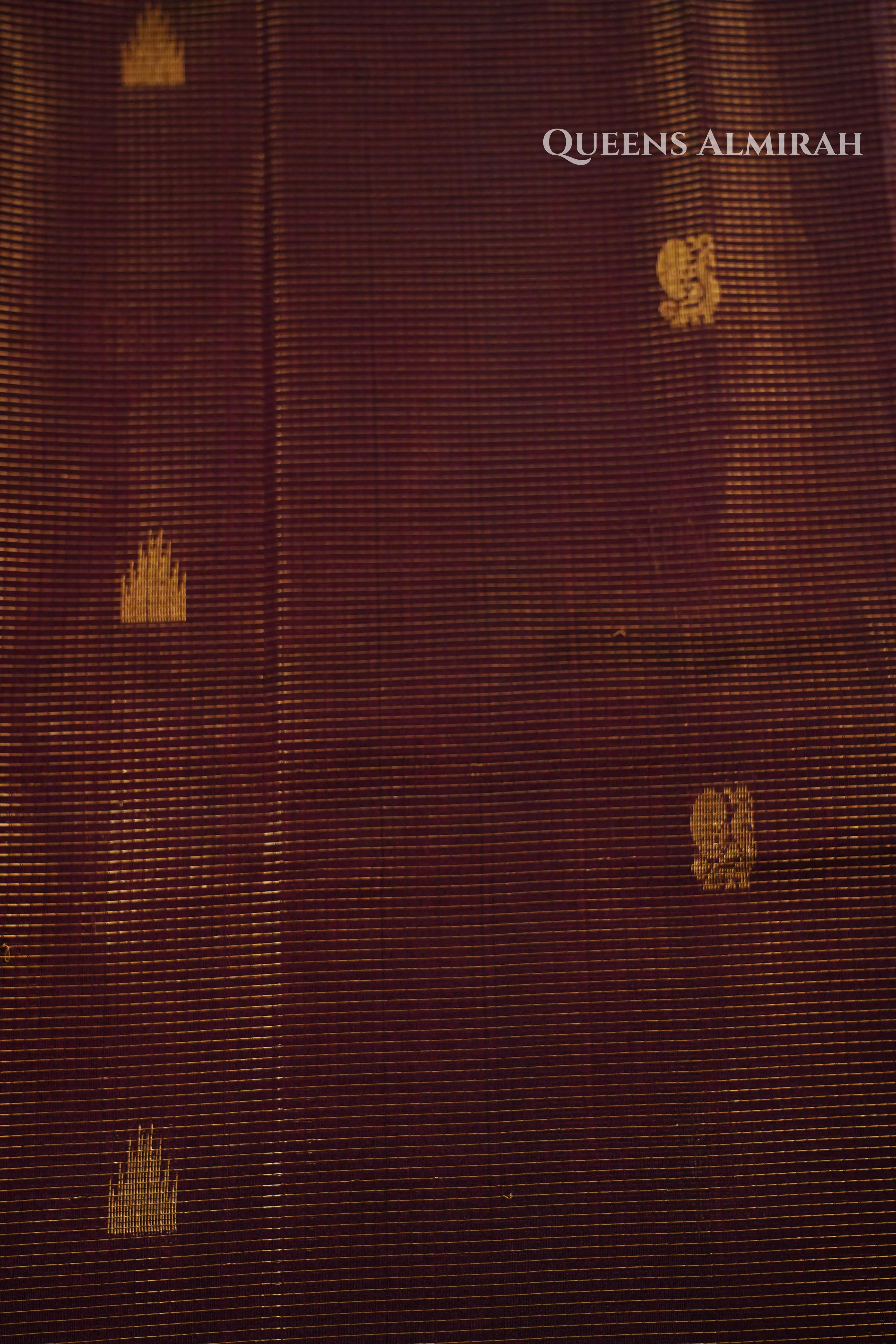 Pure Kanchi Silk Cotton-Brown With Magenta Vaira Oosi Saree QUEENS ALMIRAH