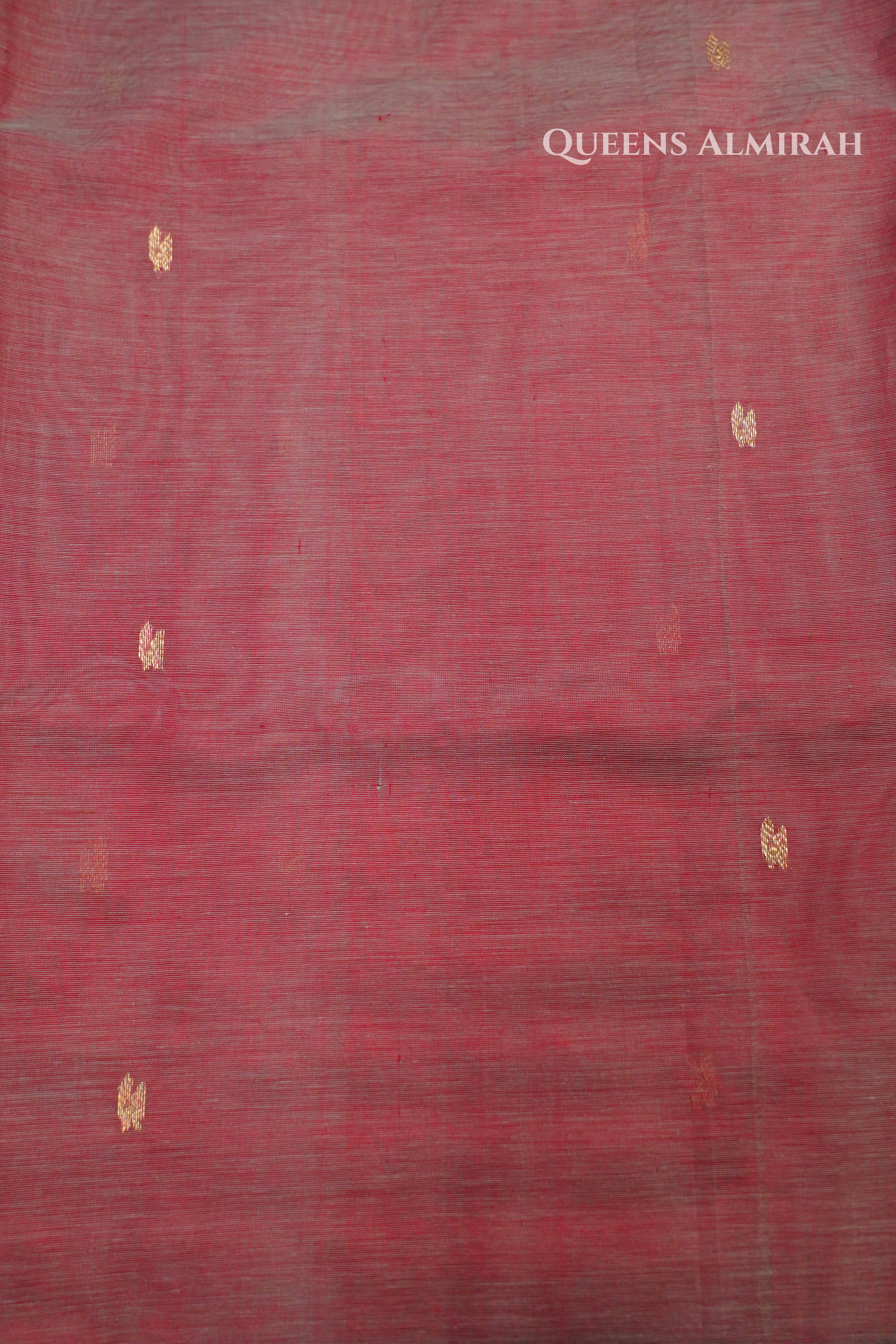 Pure Kanchi Silk Cotton-Chocolate And Peach With Maroon Saree QUEENS ALMIRAH