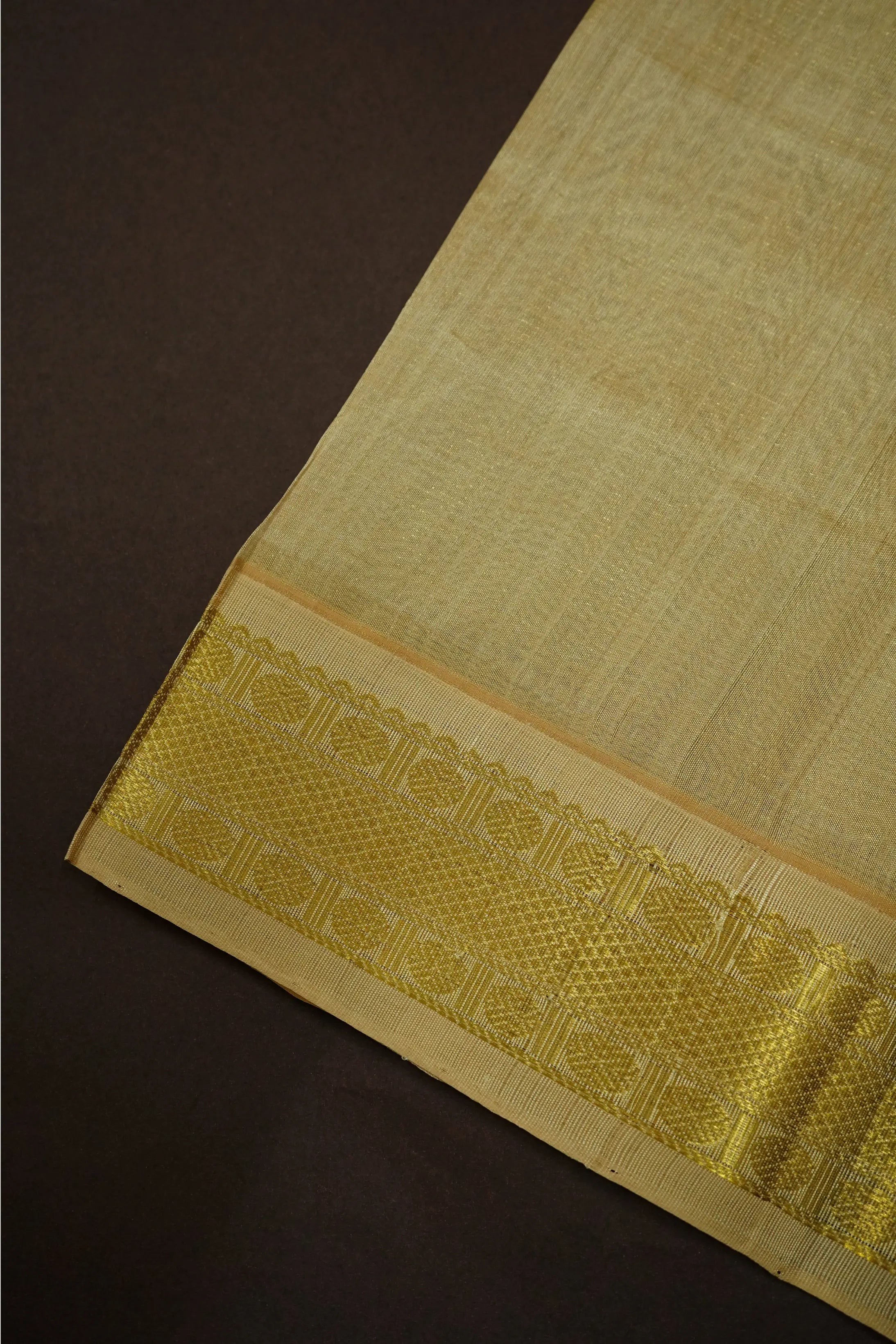 PURE KANCHI SILK COTTON - PERSIAN BLUE WITH GOLDEN - Queens Jewel Emporium
